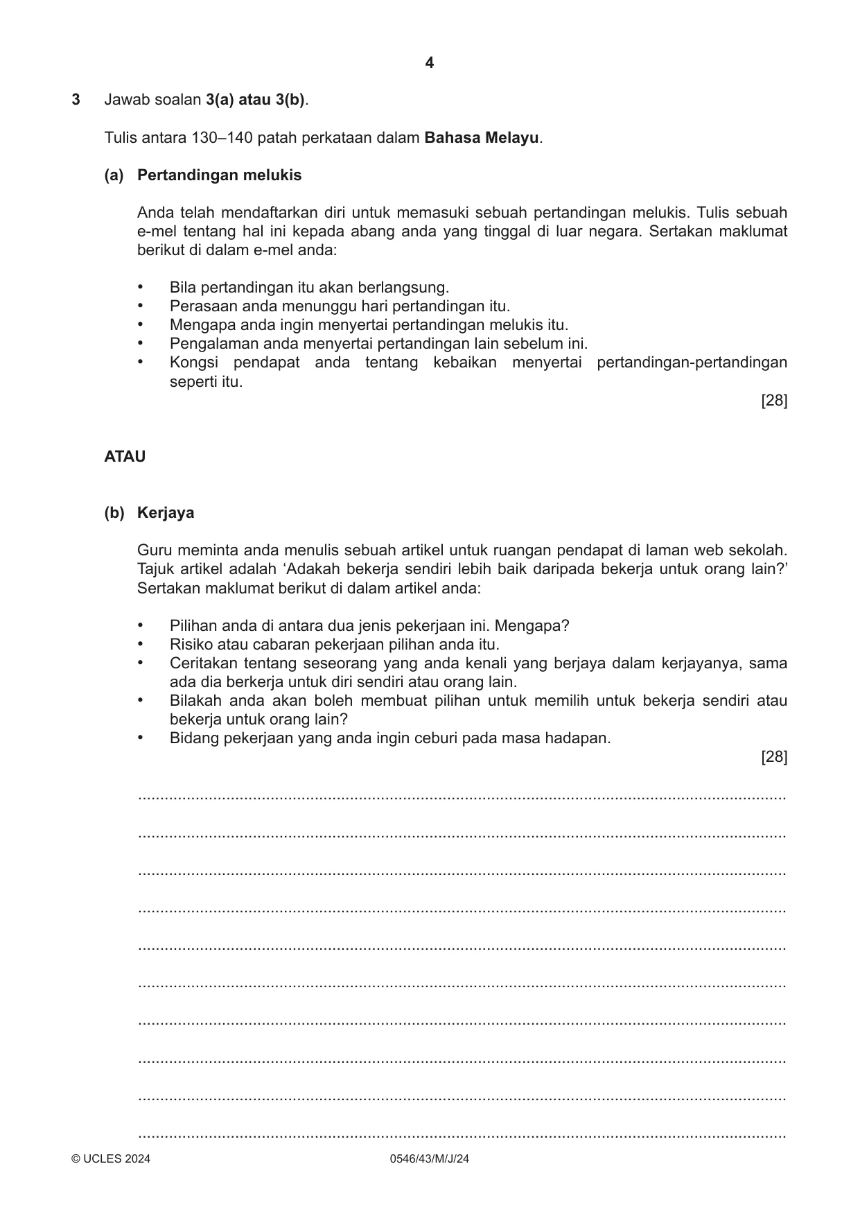 Cambridge IGCSE Malay - Foreign Language 0546 2024 May/June Paper 4 · Variant 3 question paper, page 4 of 8