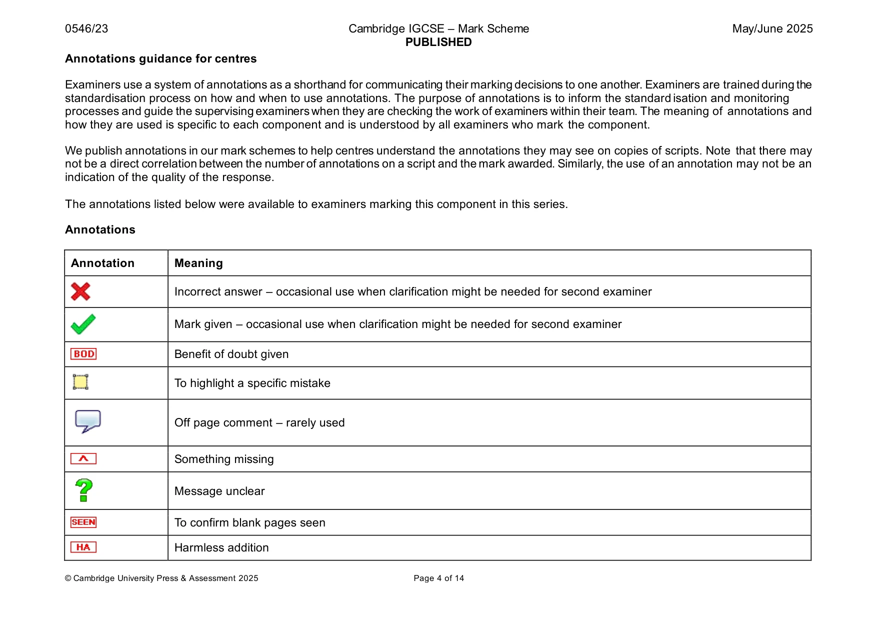 Mark scheme, page 4 of 14