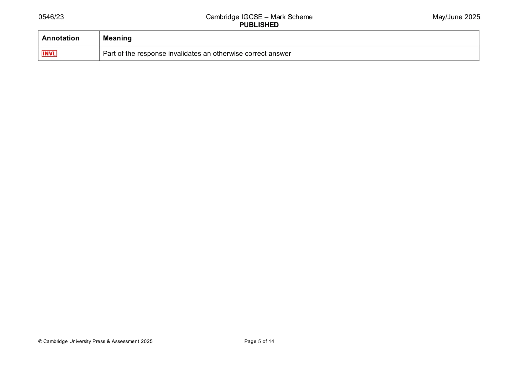 Mark scheme, page 5 of 14