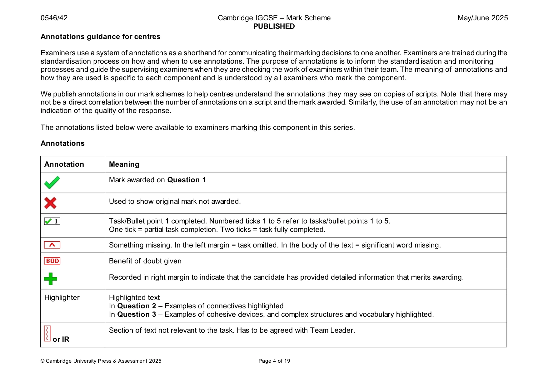 Mark scheme, page 4 of 19