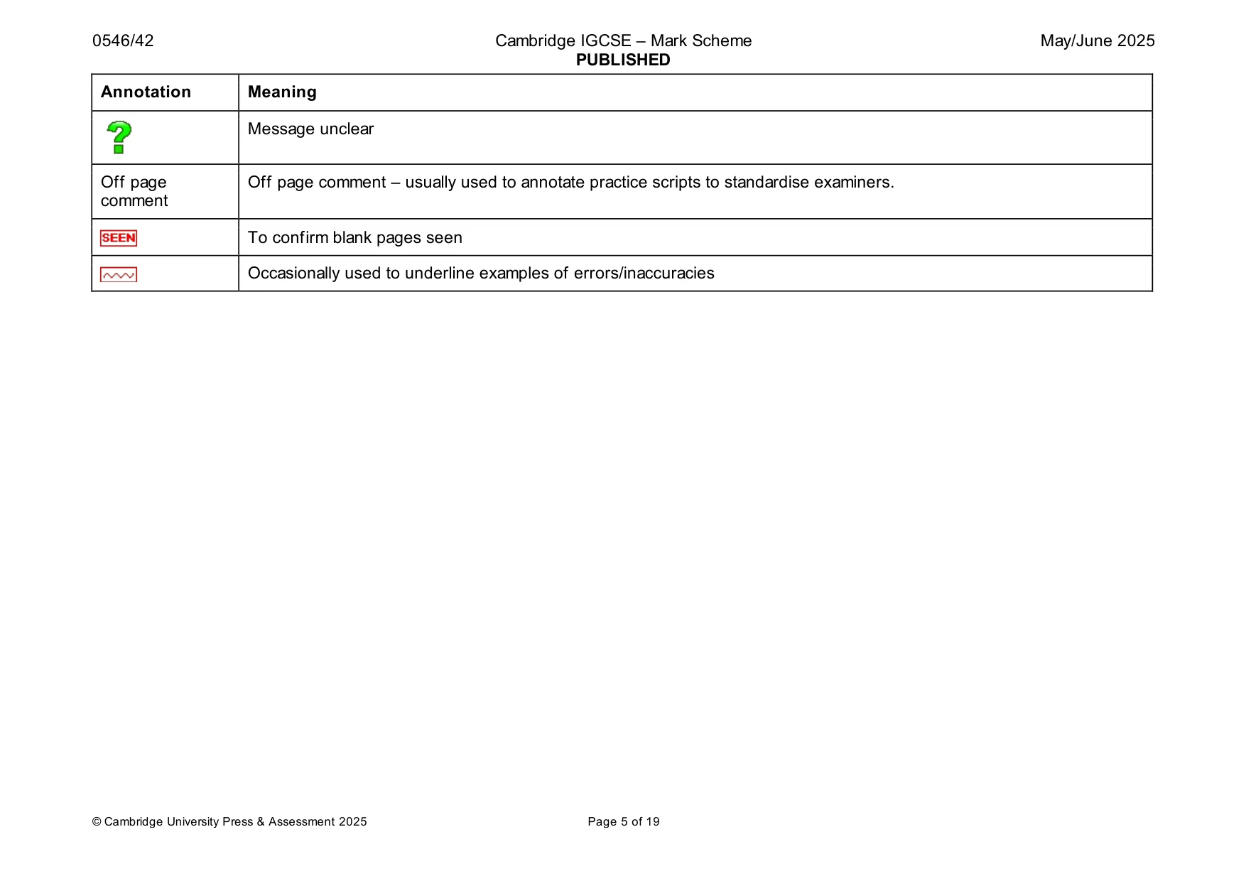 Mark scheme, page 5 of 19