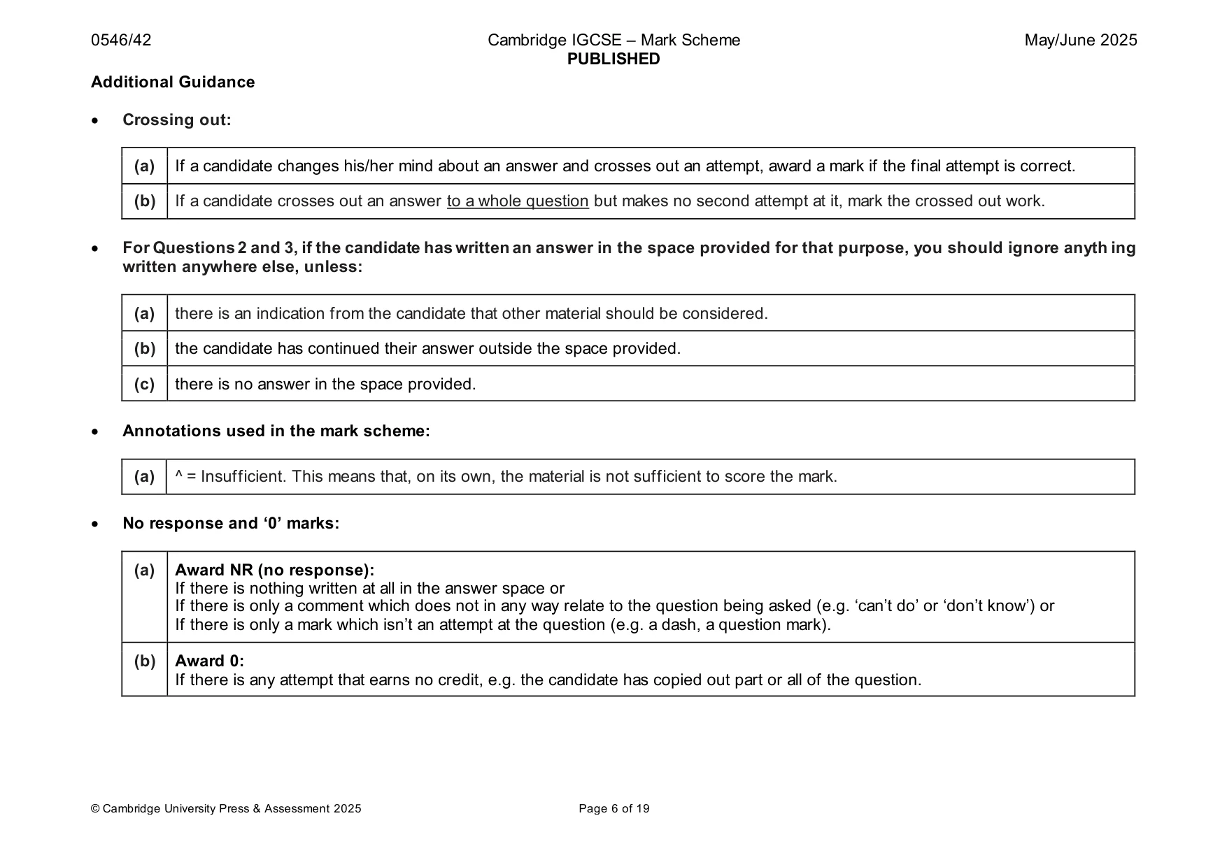 Mark scheme, page 6 of 19