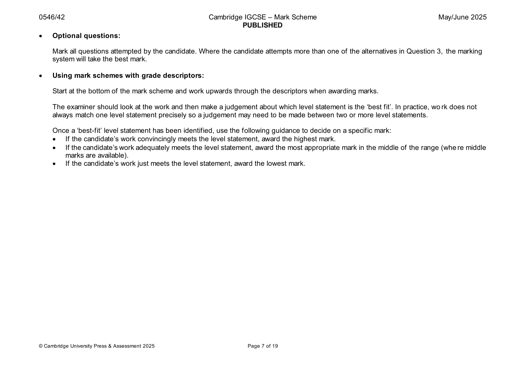 Mark scheme, page 7 of 19