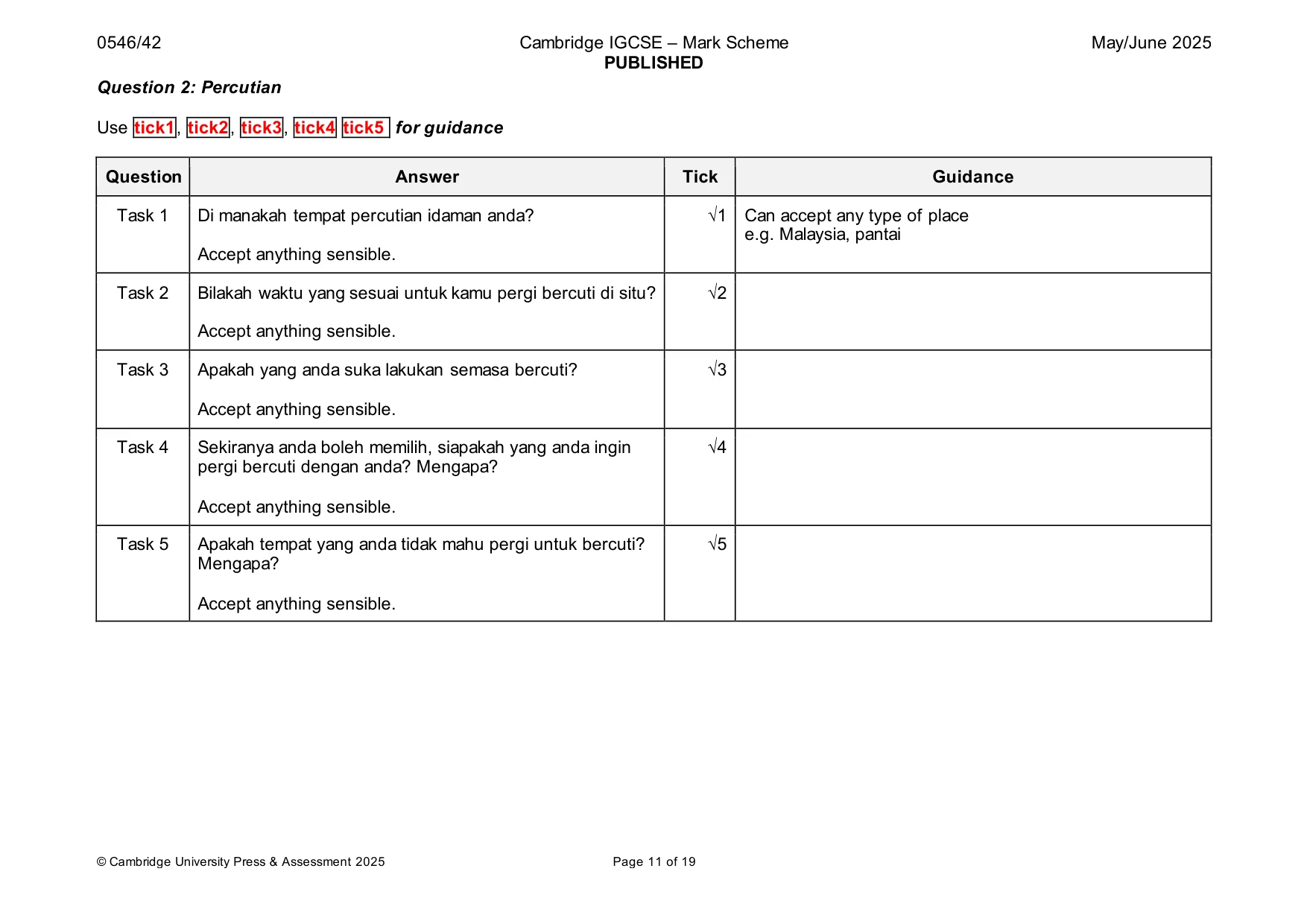 Mark scheme, page 11 of 19