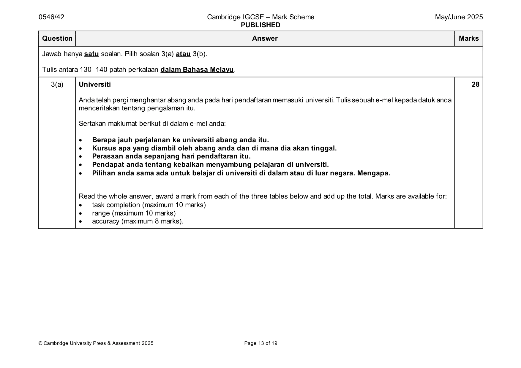 Mark scheme, page 13 of 19