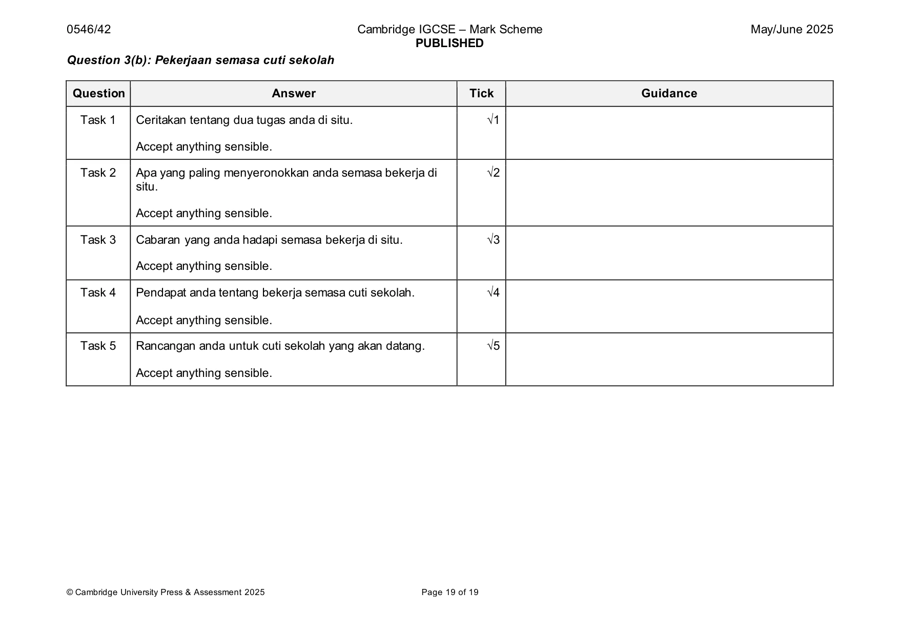 Mark scheme, page 19 of 19