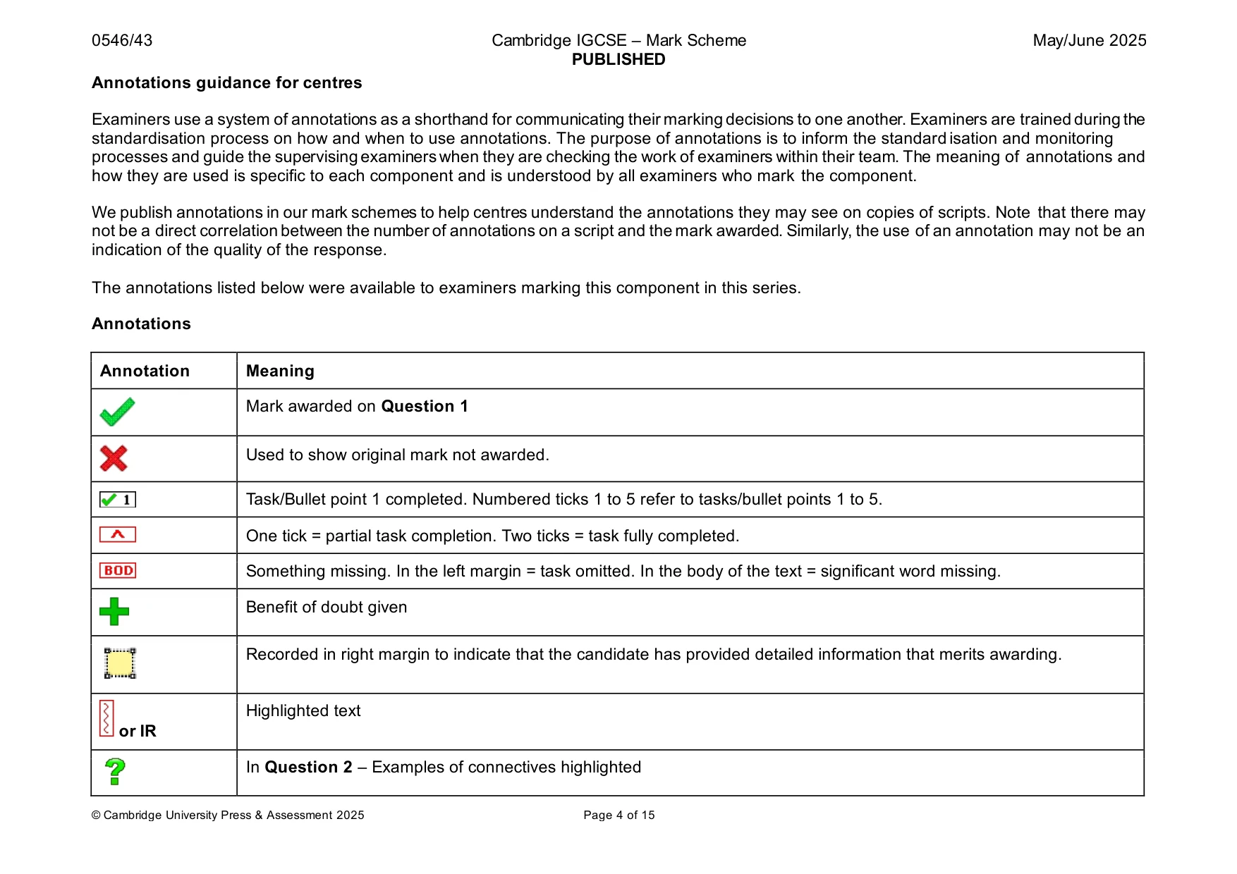 Mark scheme, page 4 of 15