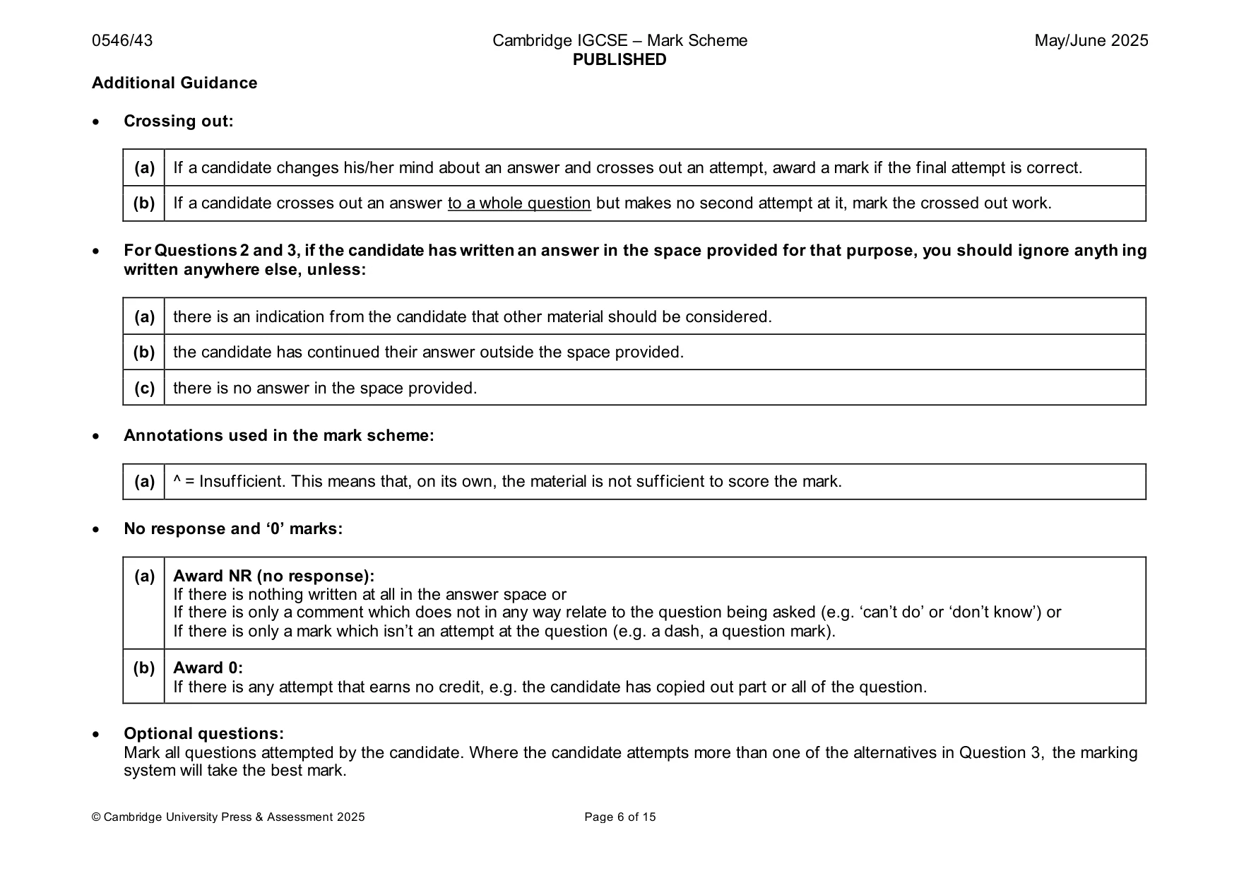 Mark scheme, page 6 of 15