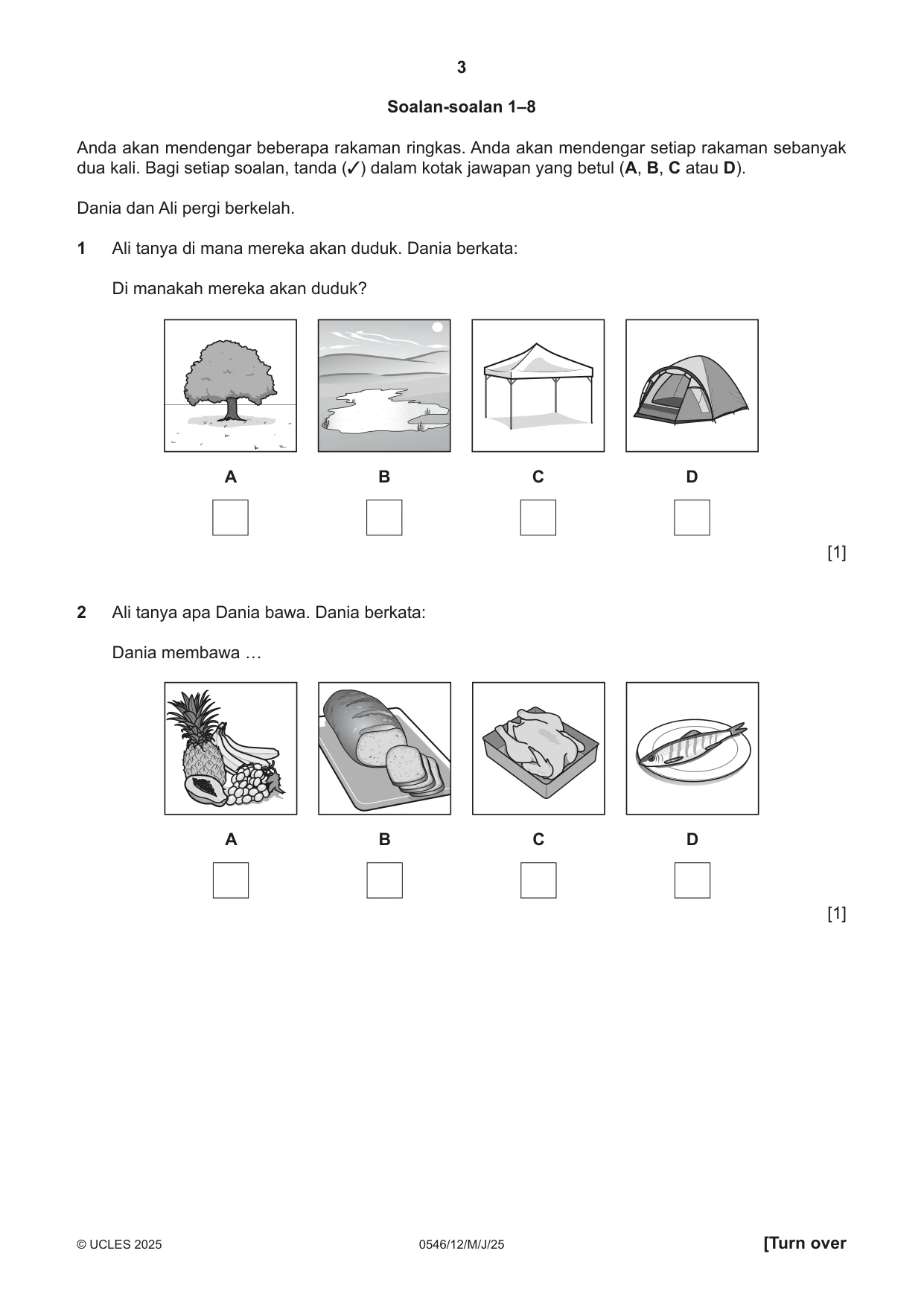 Cambridge IGCSE Malay - Foreign Language 0546 2025 May/June Paper 1 · Variant 2 question paper, page 3 of 16