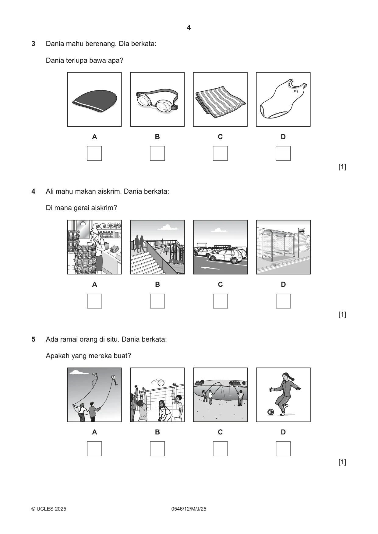 Cambridge IGCSE Malay - Foreign Language 0546 2025 May/June Paper 1 · Variant 2 question paper, page 4 of 16