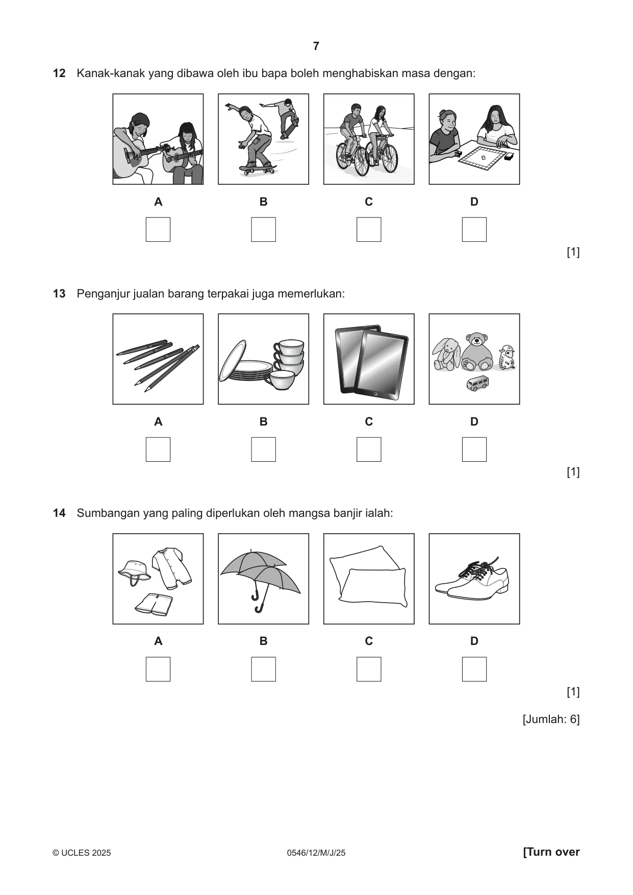 Cambridge IGCSE Malay - Foreign Language 0546 2025 May/June Paper 1 · Variant 2 question paper, page 7 of 16