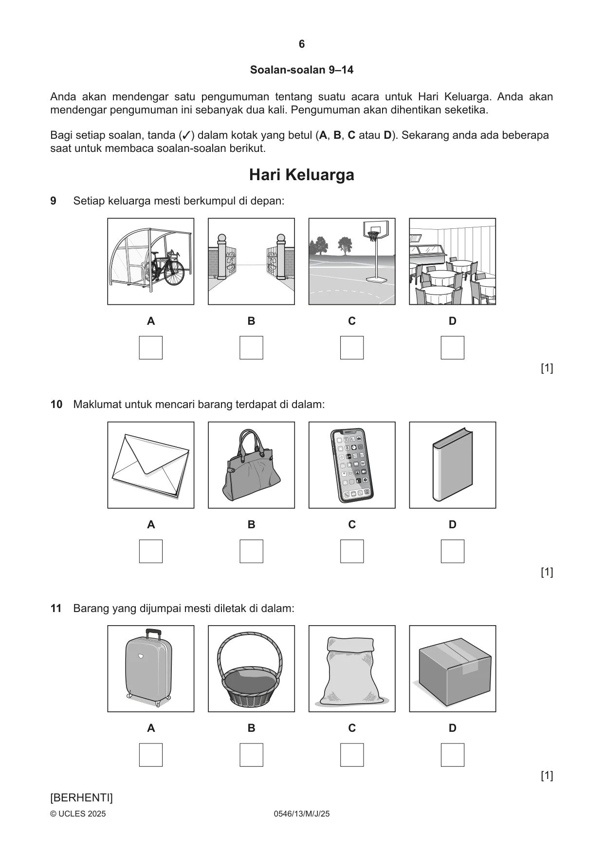 Cambridge IGCSE Malay - Foreign Language 0546 2025 May/June Paper 1 · Variant 3 question paper, page 6 of 16