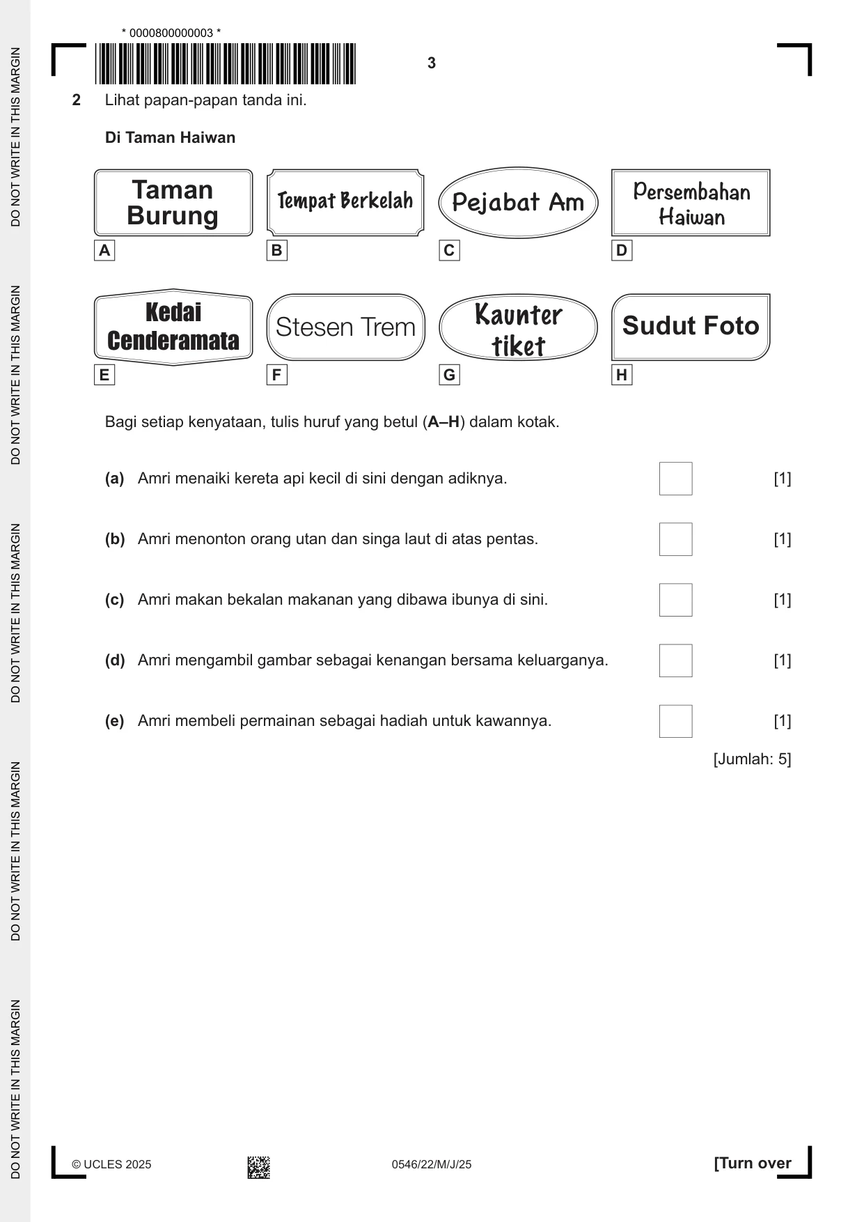 Cambridge IGCSE Malay - Foreign Language 0546 2025 May/June Paper 2 · Variant 2 question paper, page 3 of 12