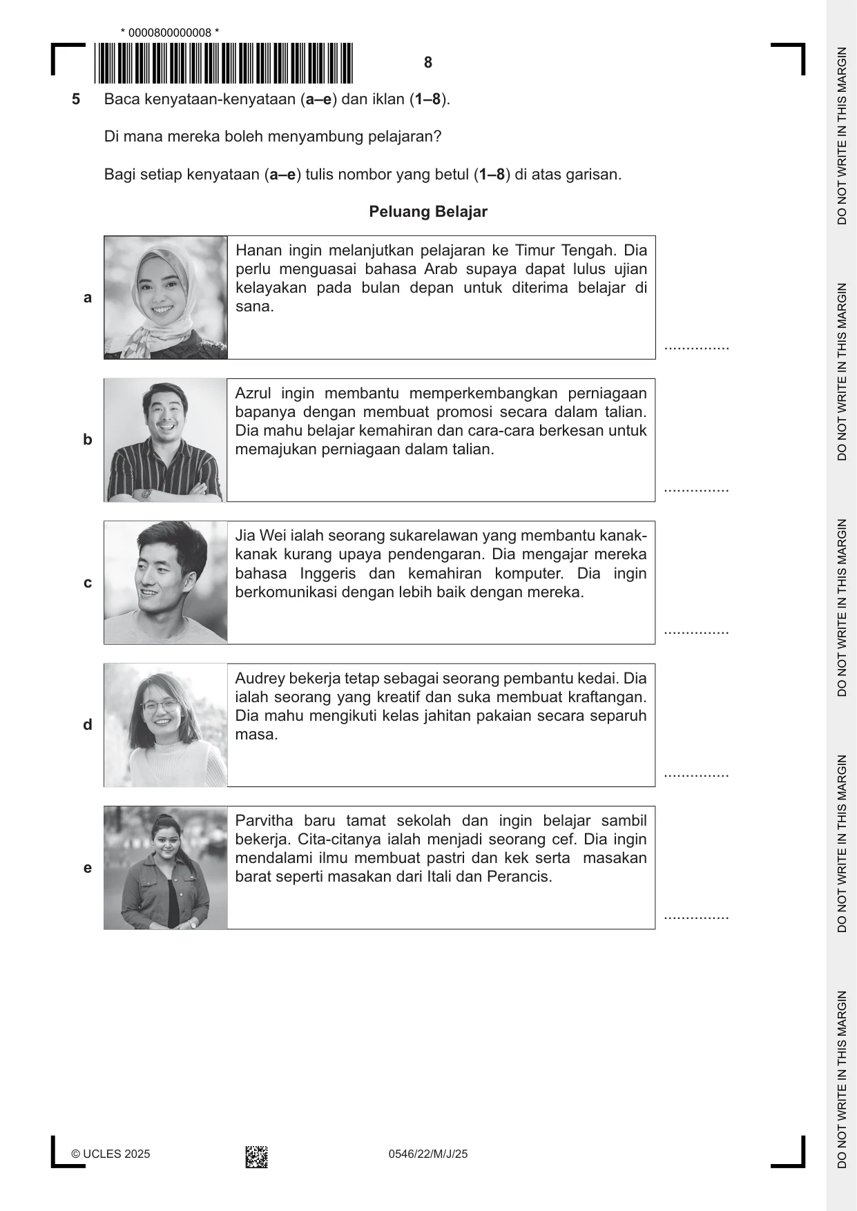 Cambridge IGCSE Malay - Foreign Language 0546 2025 May/June Paper 2 · Variant 2 question paper, page 8 of 12