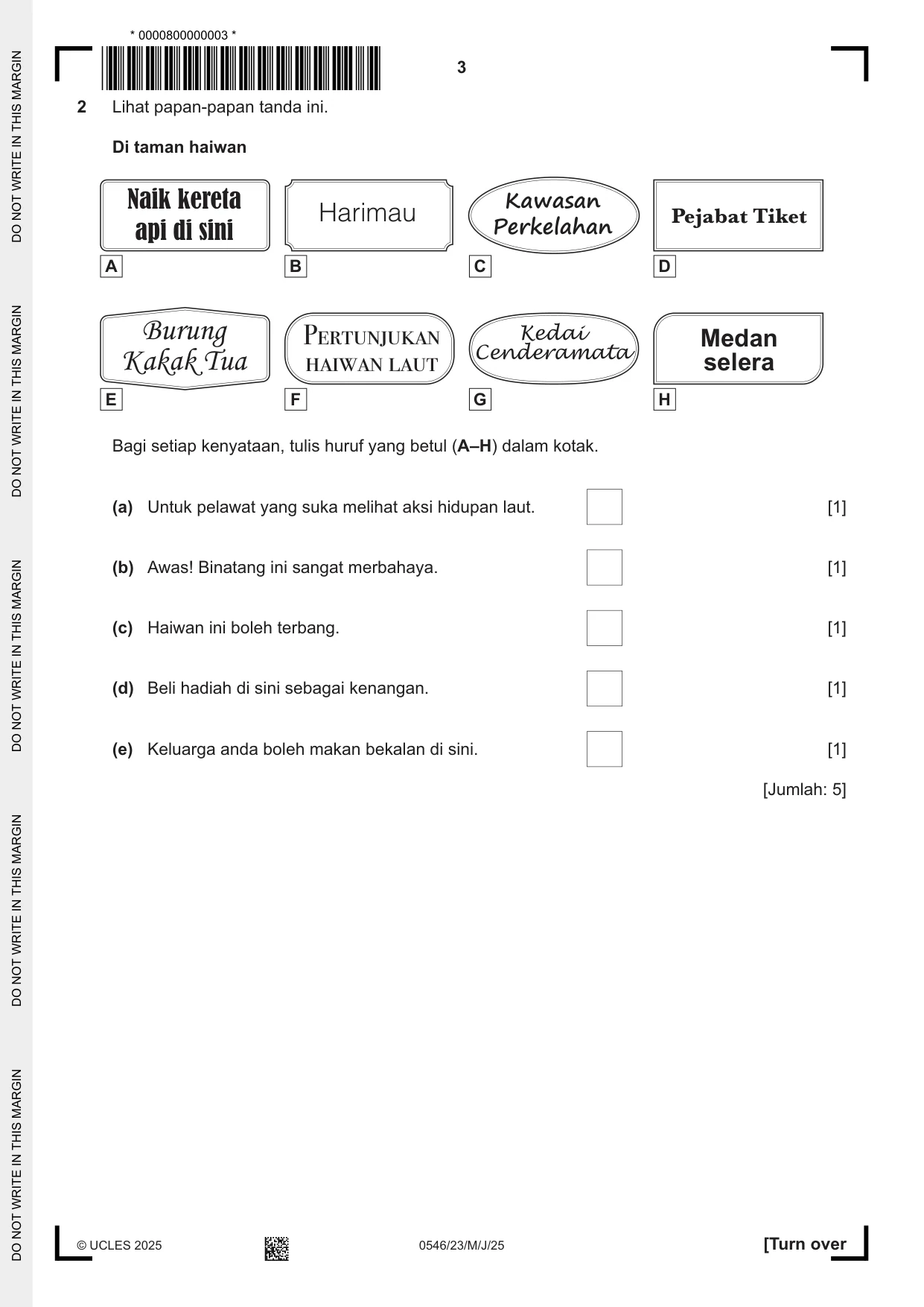 Cambridge IGCSE Malay - Foreign Language 0546 2025 May/June Paper 2 · Variant 3 question paper, page 3 of 12