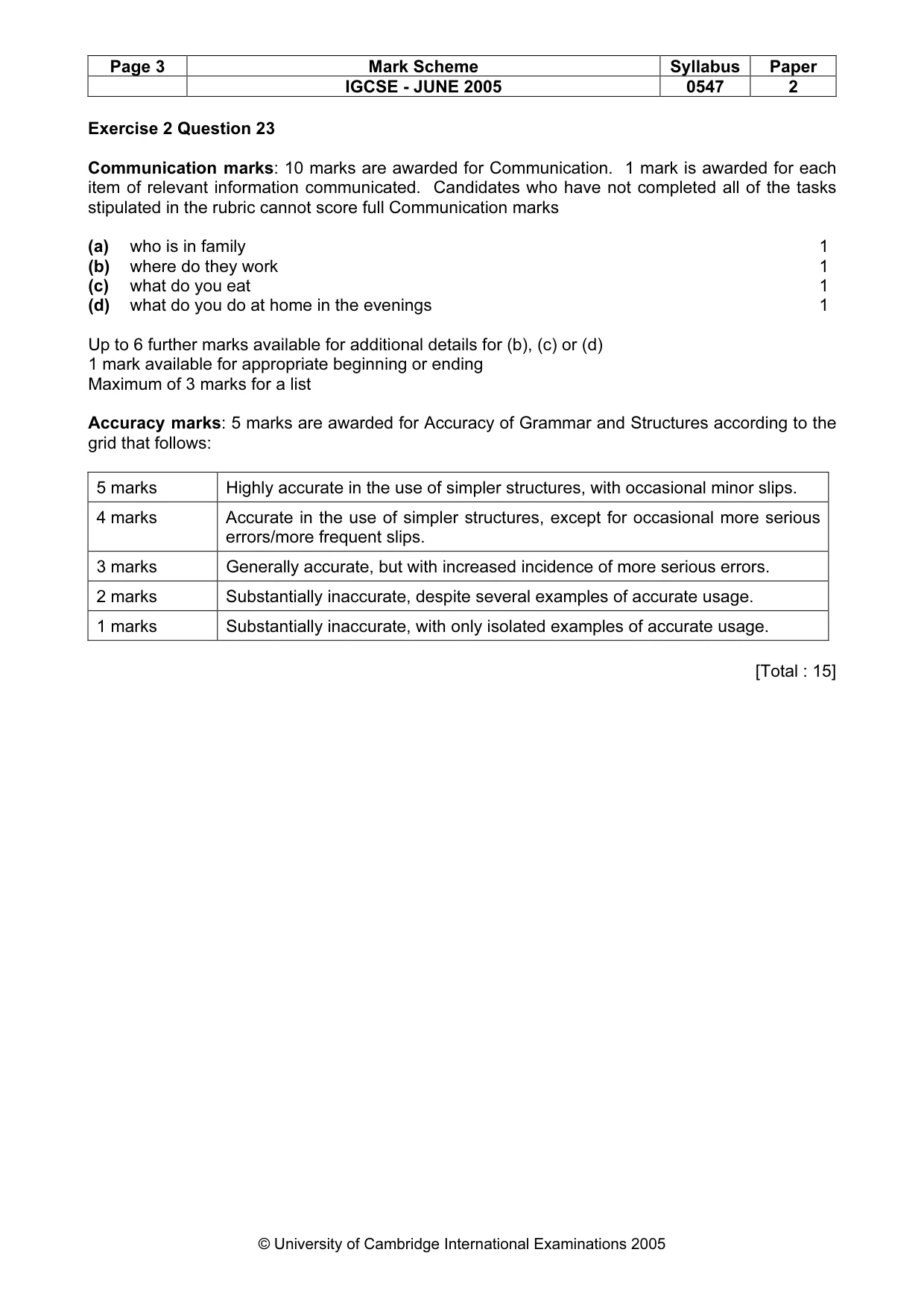 Mark scheme, page 5 of 6
