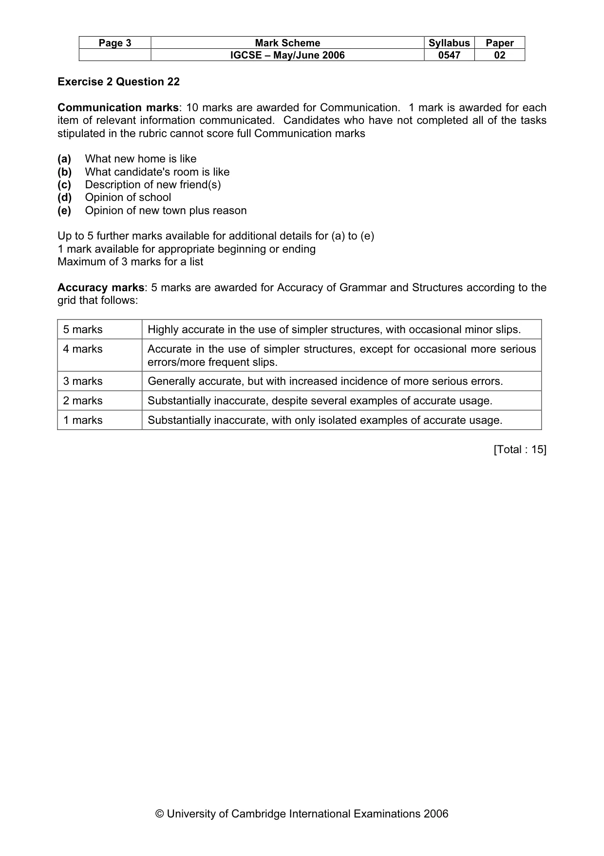 Mark scheme, page 4 of 5
