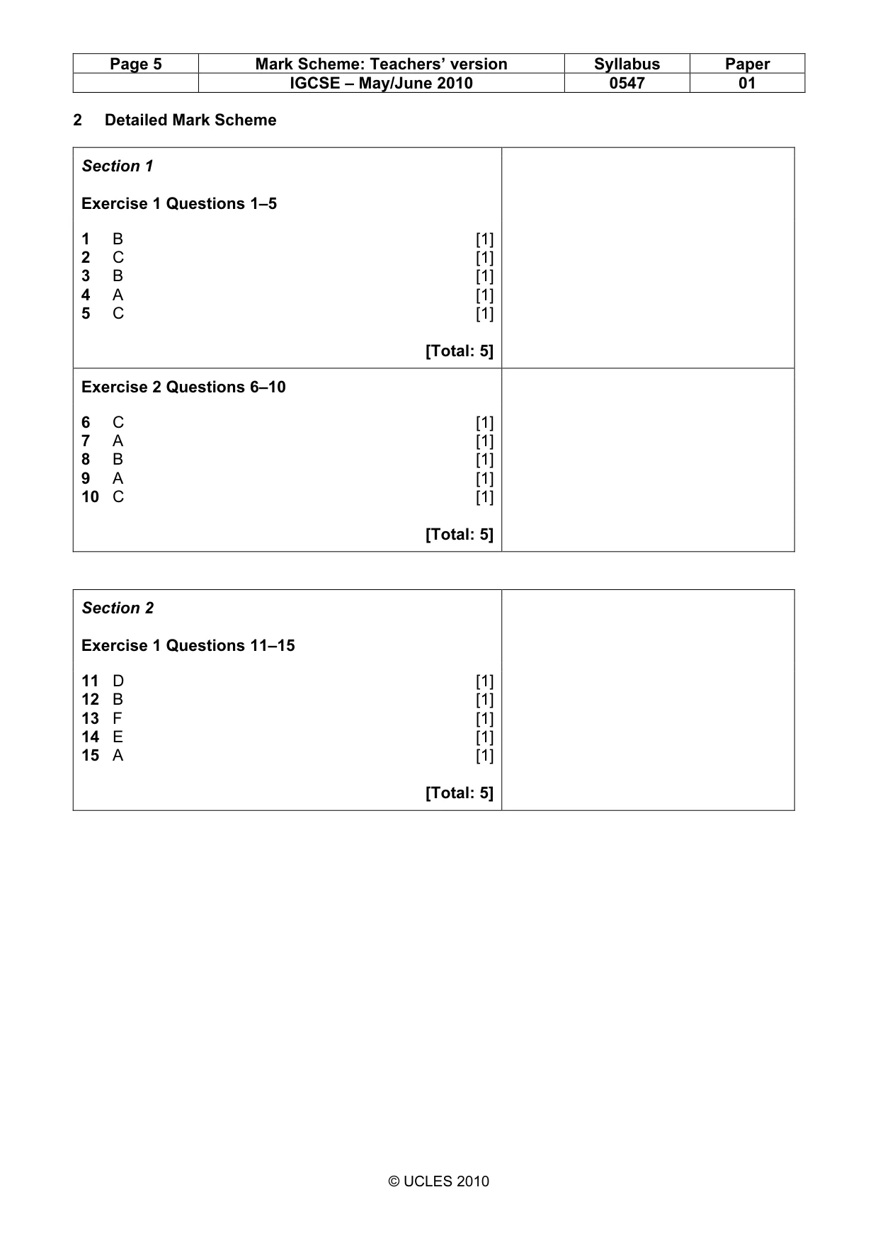 Mark scheme, page 5 of 16