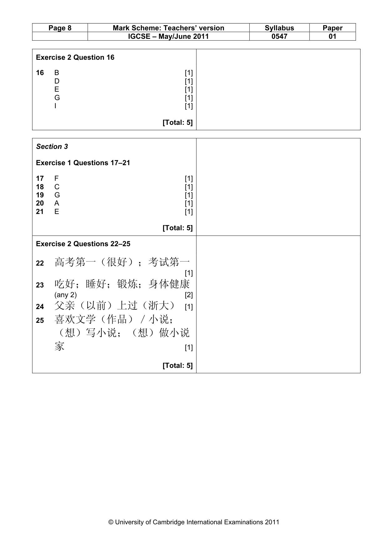 Mark scheme, page 8 of 18