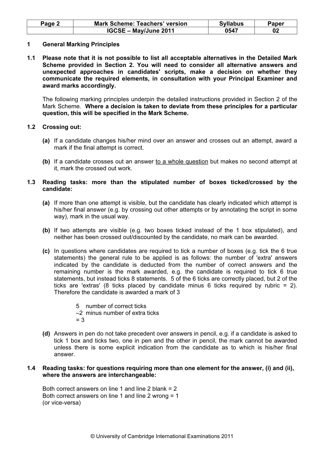 Mark scheme, page 2 of 9