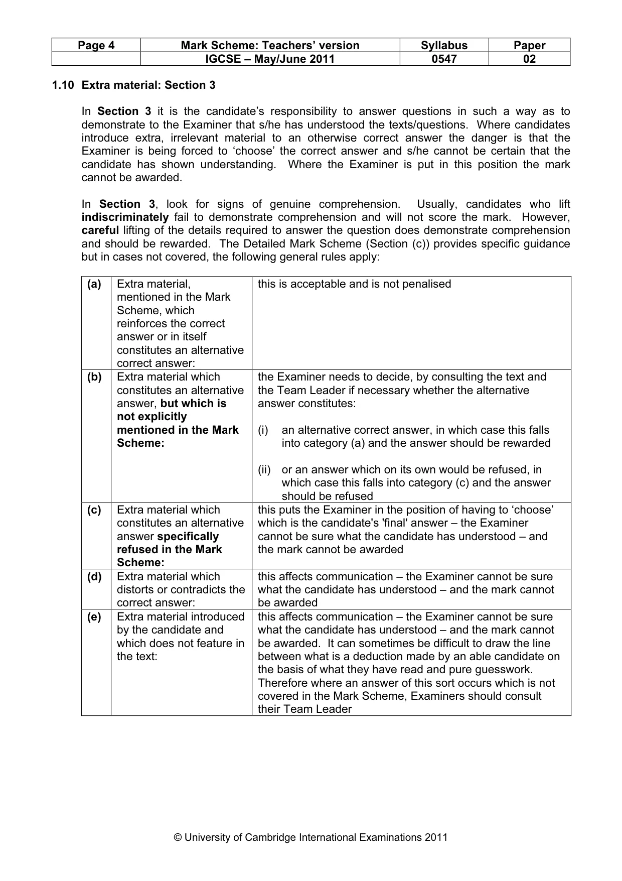 Mark scheme, page 4 of 9