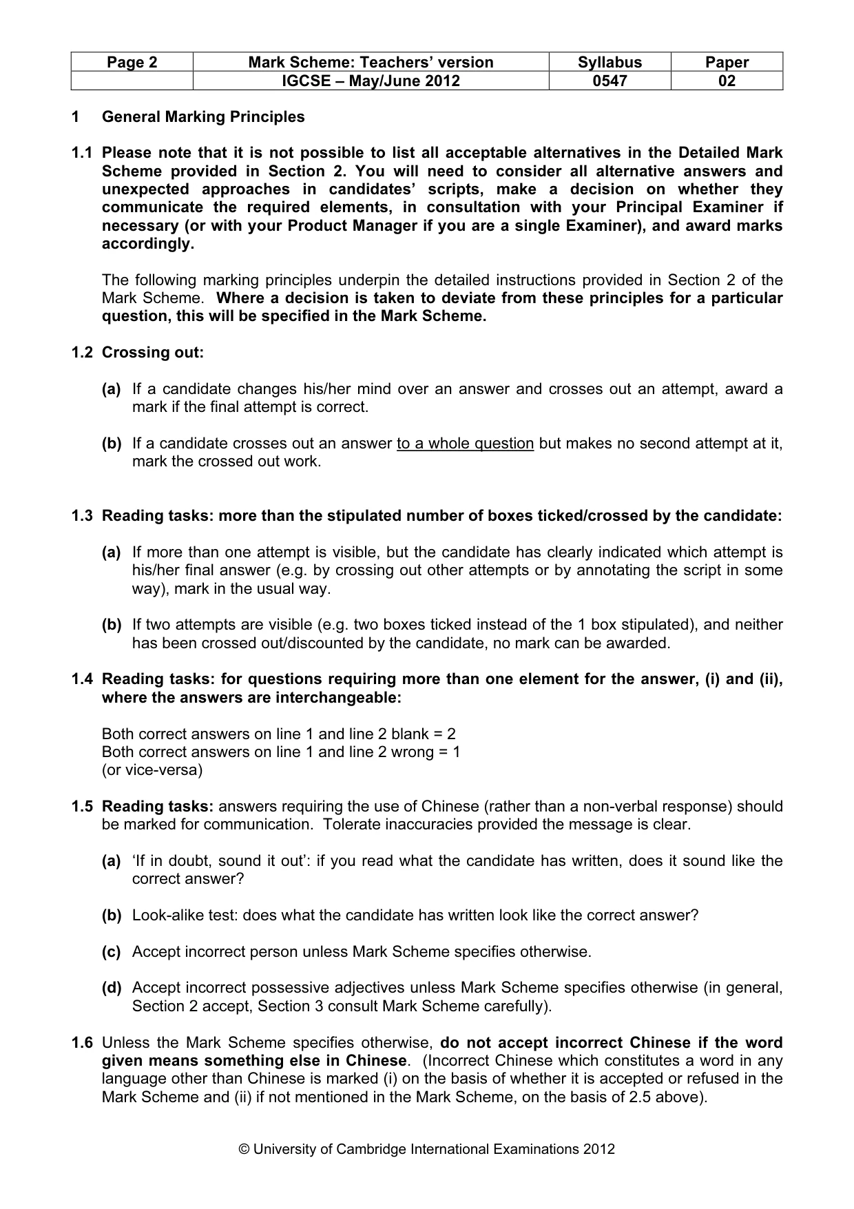 Mark scheme, page 2 of 9