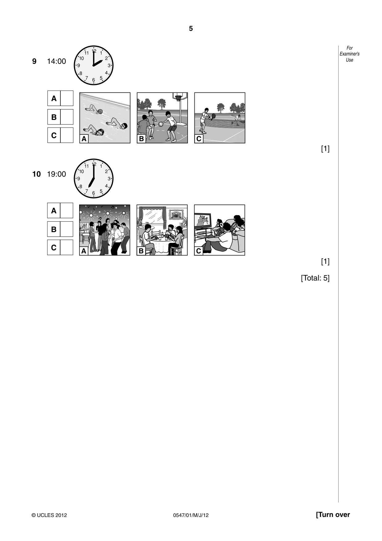 Cambridge IGCSE Chinese (Mandarin) - Foreign Language 0547 2012 May/June Paper 1 · Variant 1 question paper, page 5 of 12