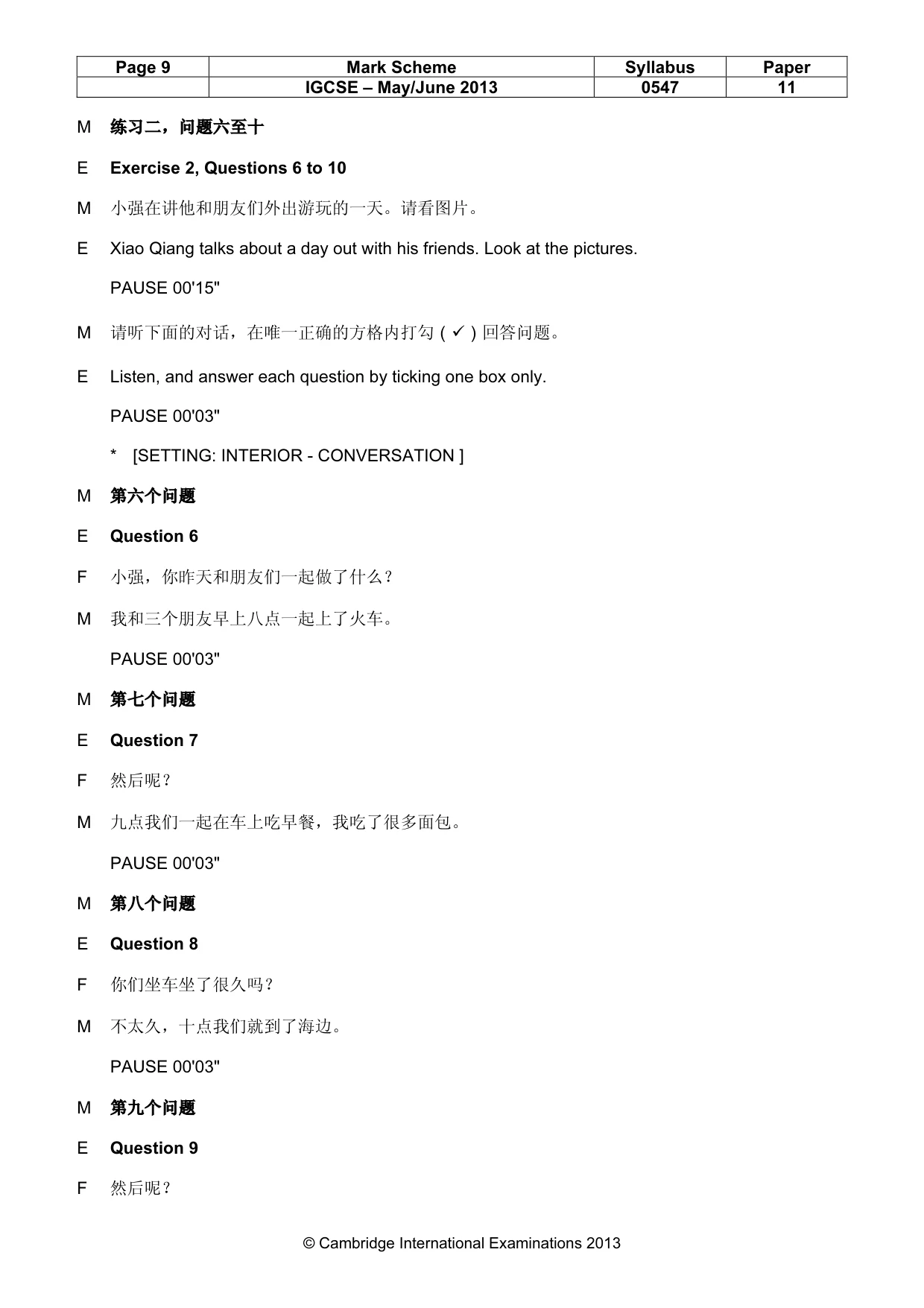 Mark scheme, page 9 of 15