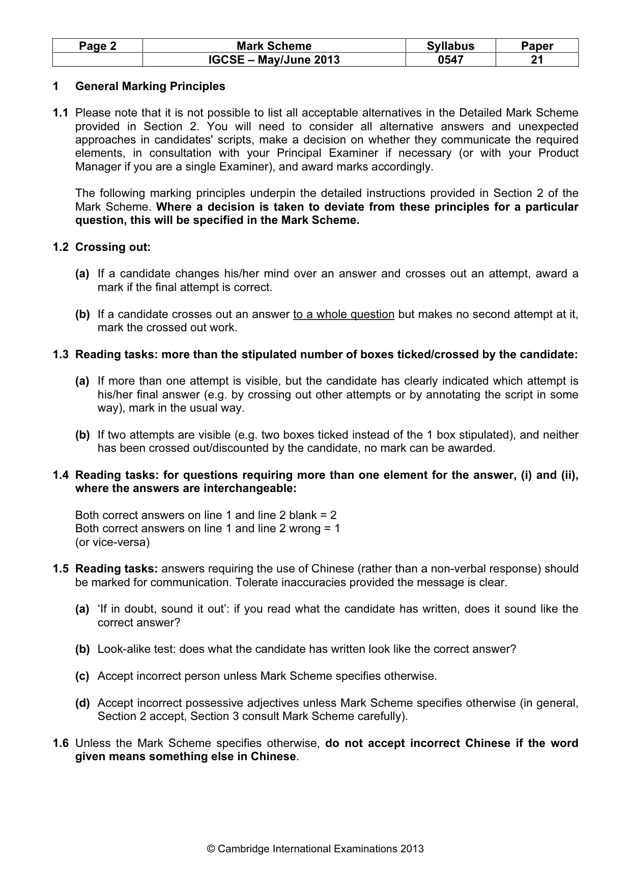 Mark scheme, page 2 of 9