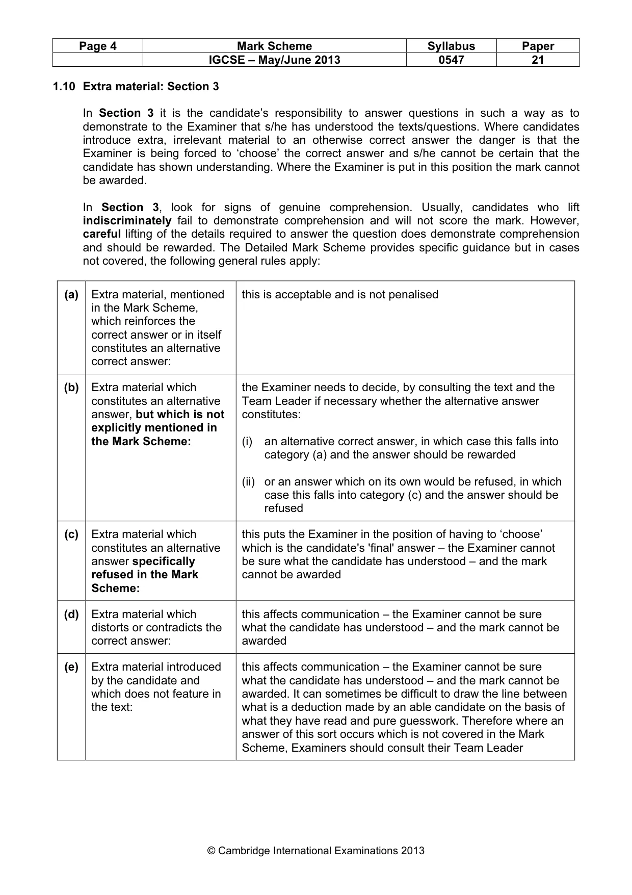 Mark scheme, page 4 of 9