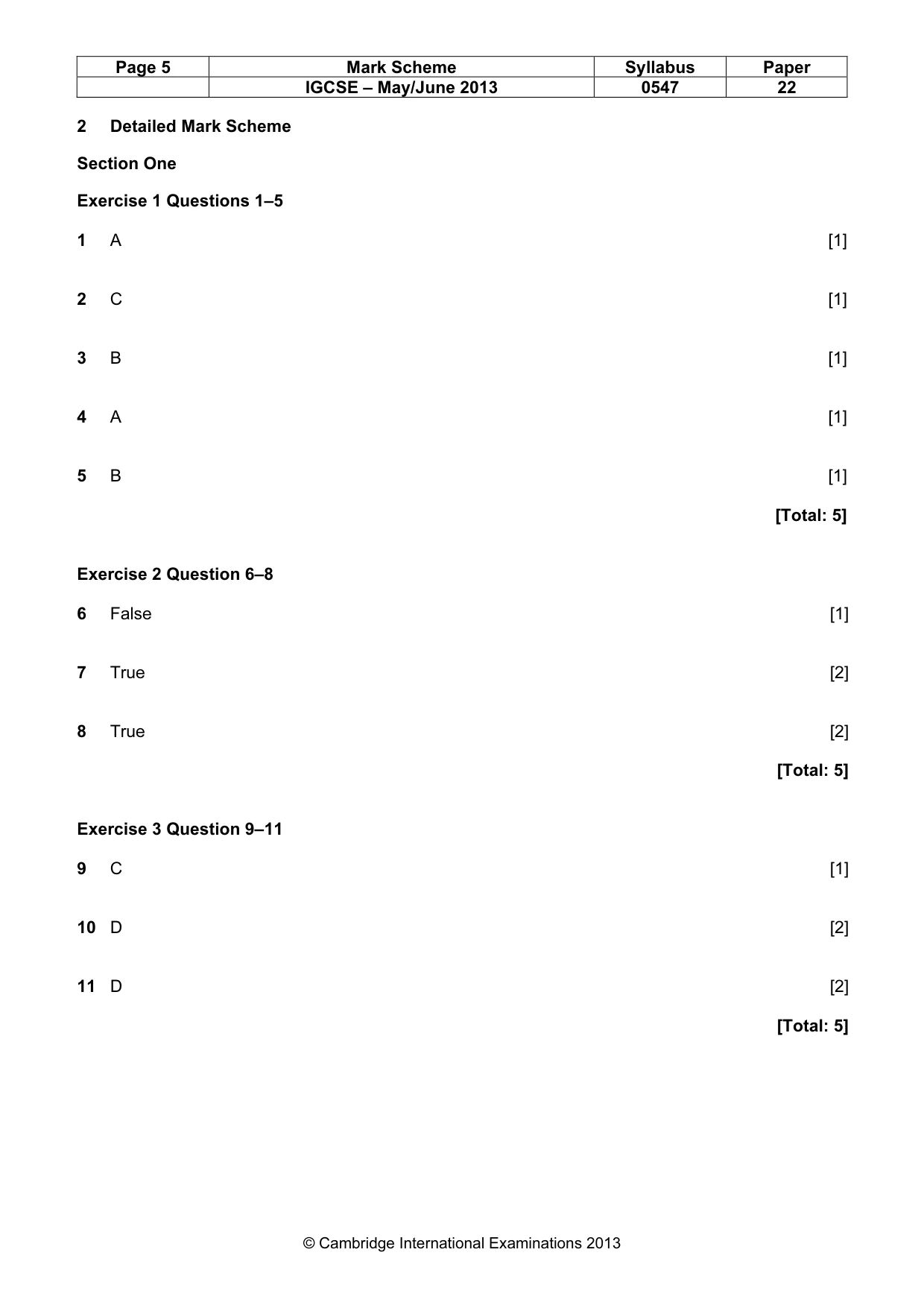 Mark scheme, page 5 of 13