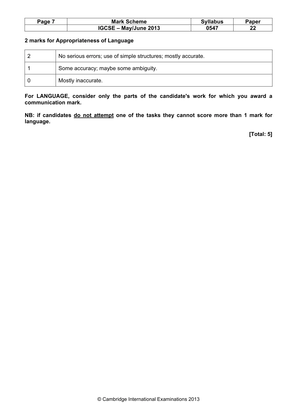 Mark scheme, page 7 of 13