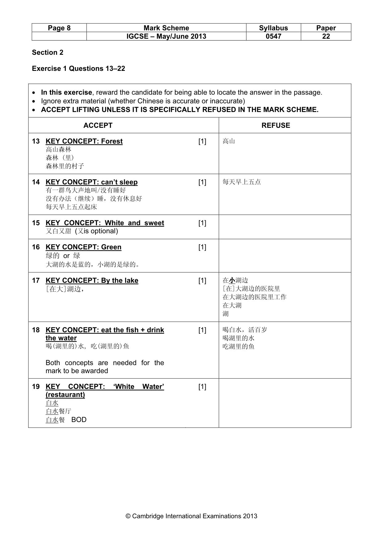 Mark scheme, page 8 of 13