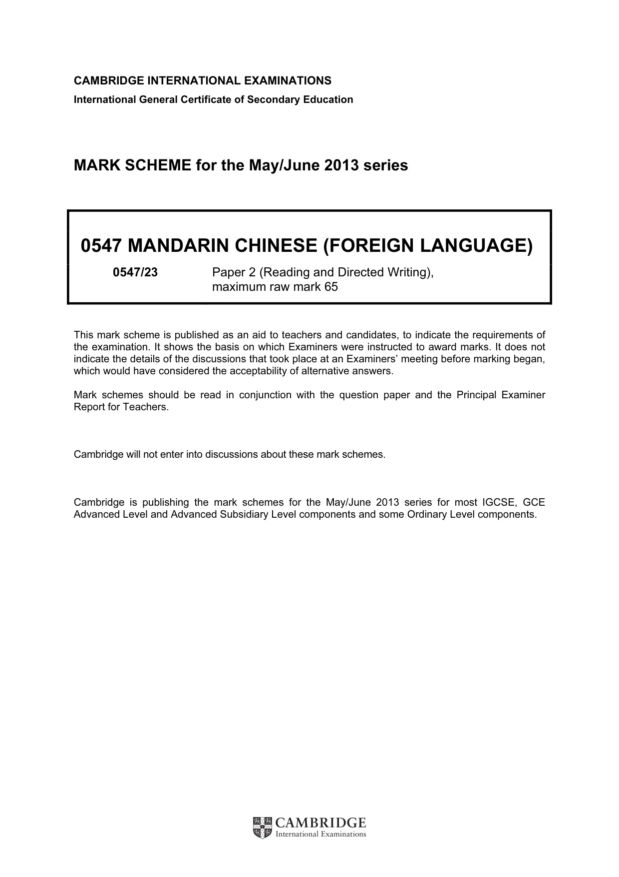 Mark scheme, page 1 of 9