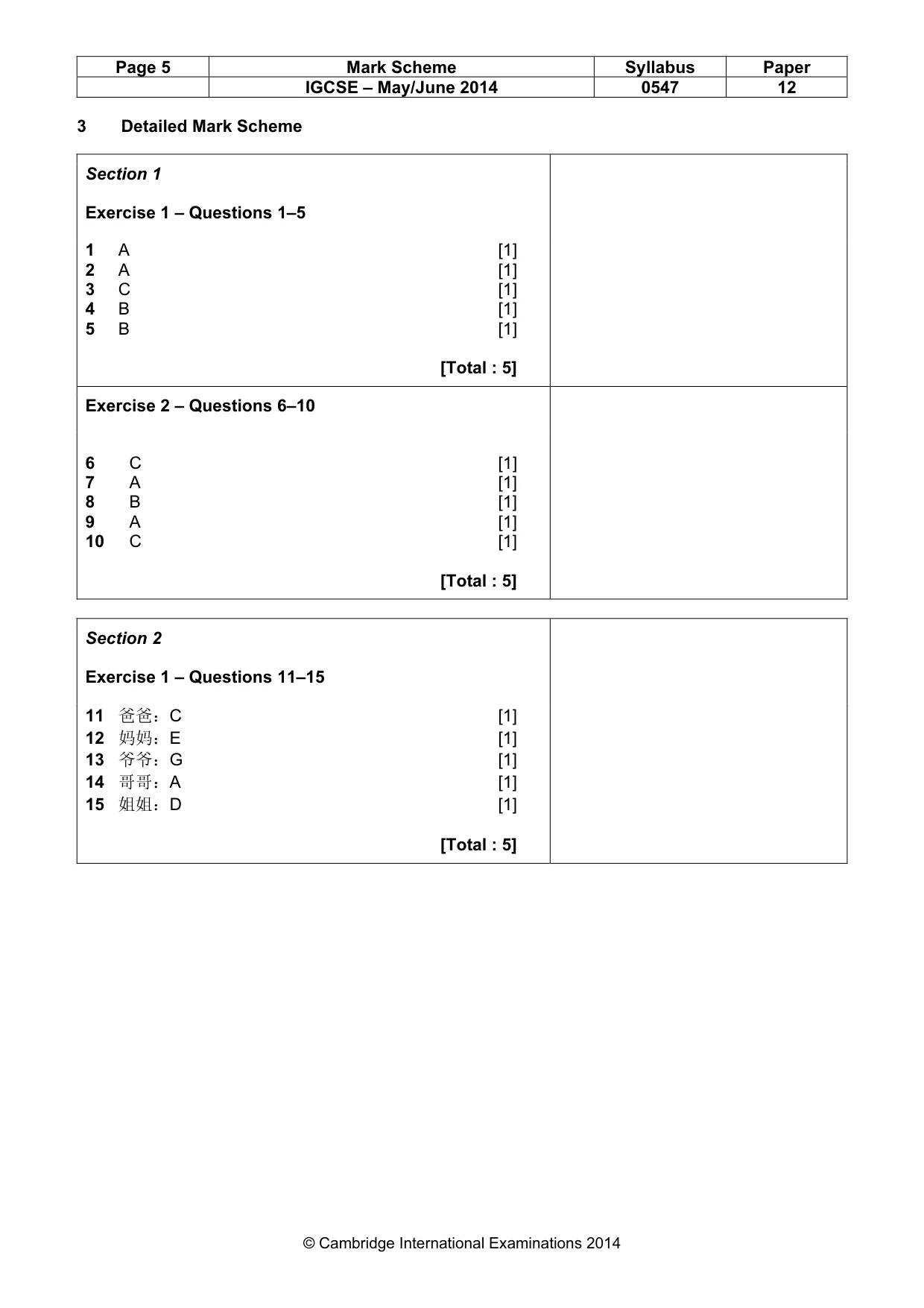 Mark scheme, page 5 of 16