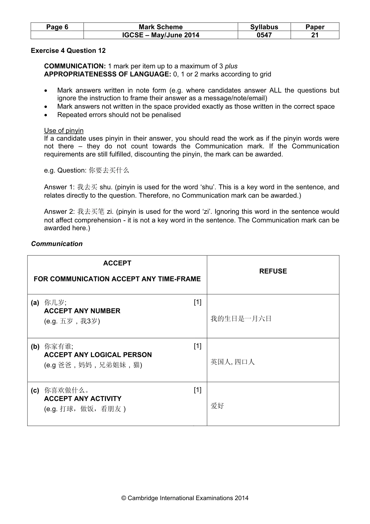 Mark scheme, page 6 of 13