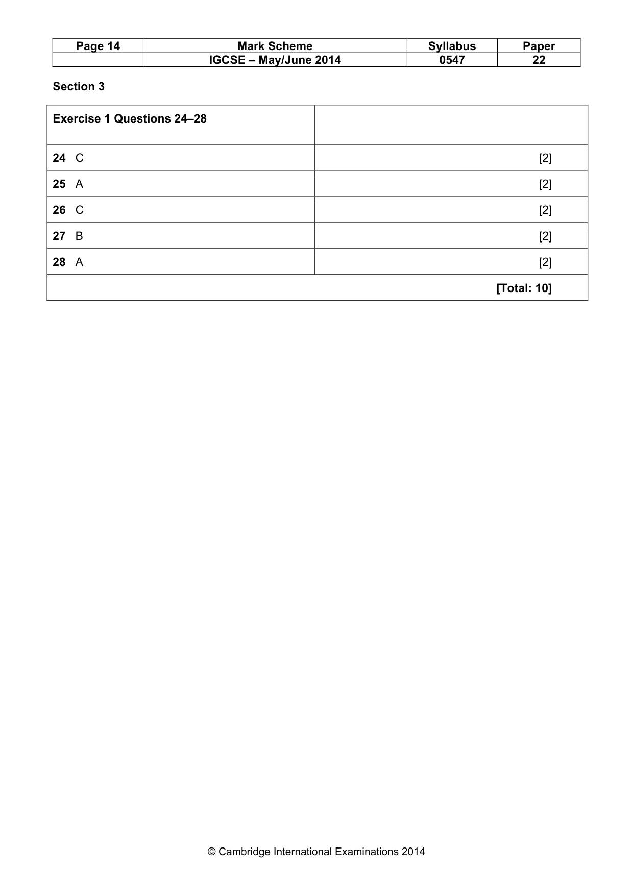 Mark scheme, page 14 of 16