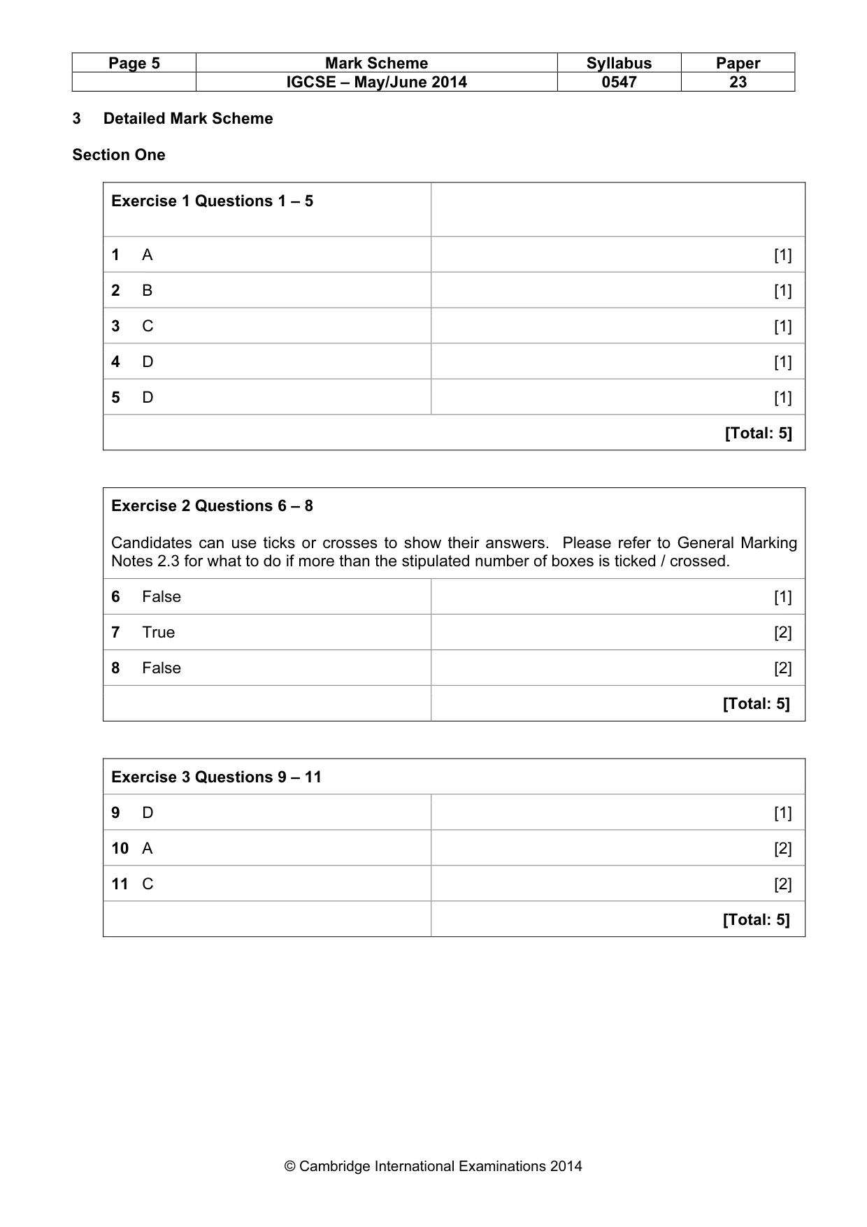 Mark scheme, page 5 of 13