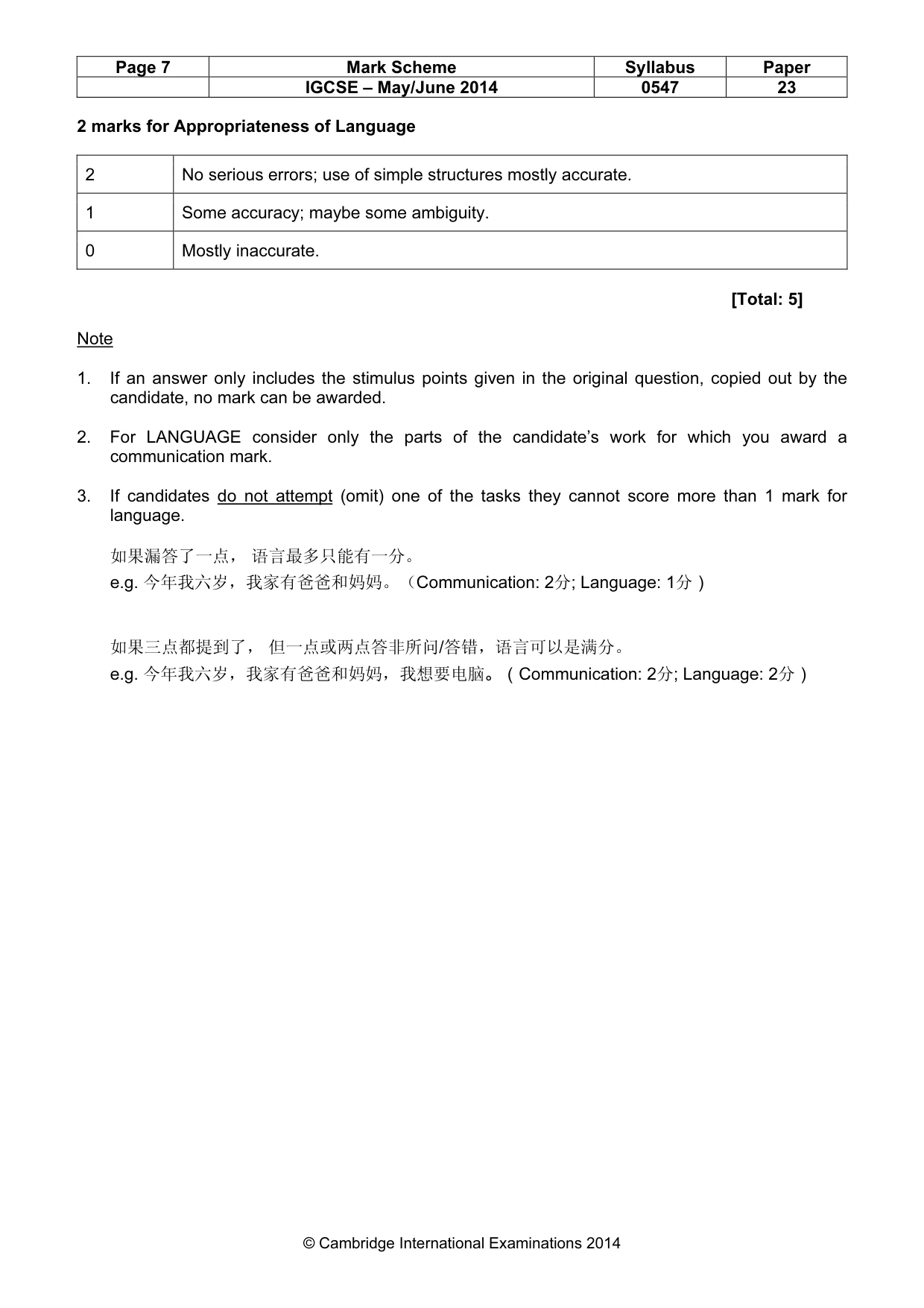 Mark scheme, page 7 of 13
