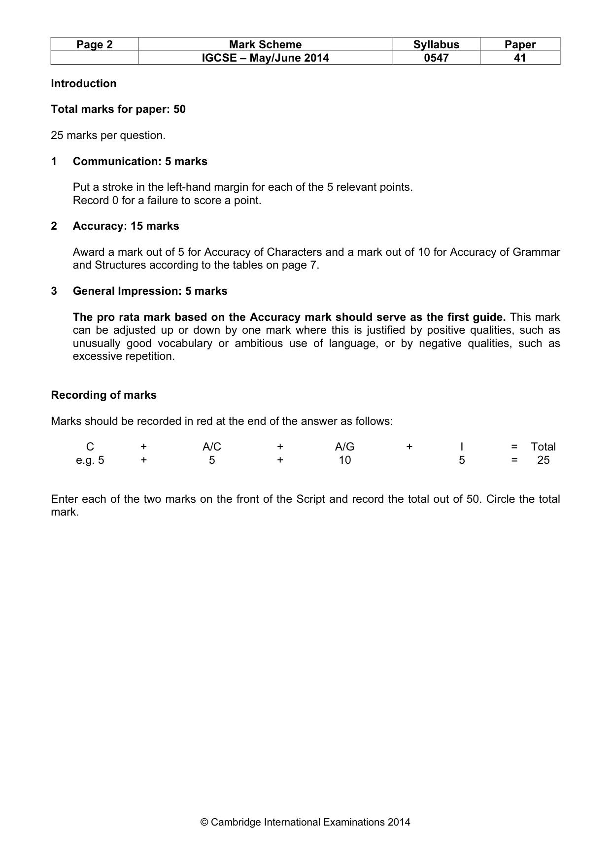 Mark scheme, page 2 of 8