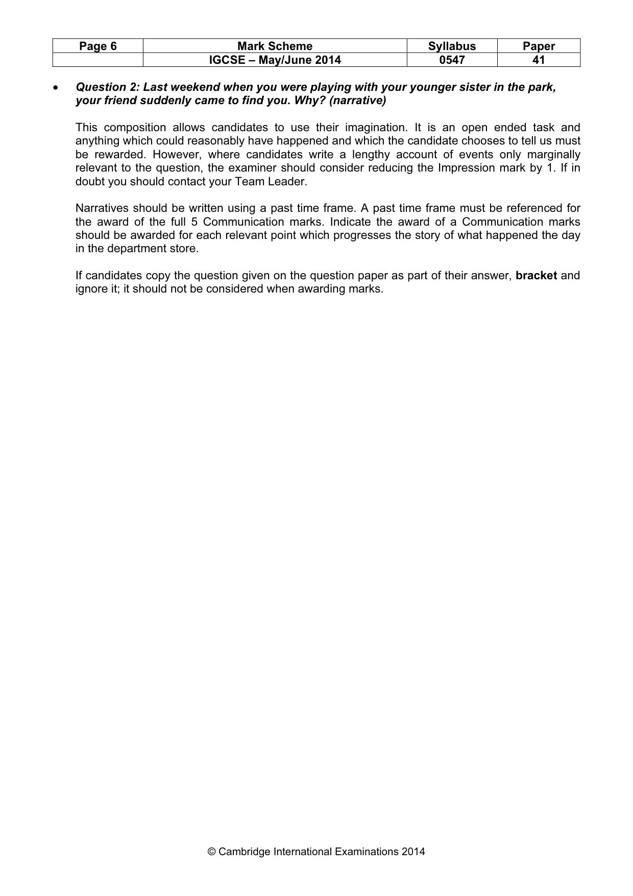 Mark scheme, page 6 of 8