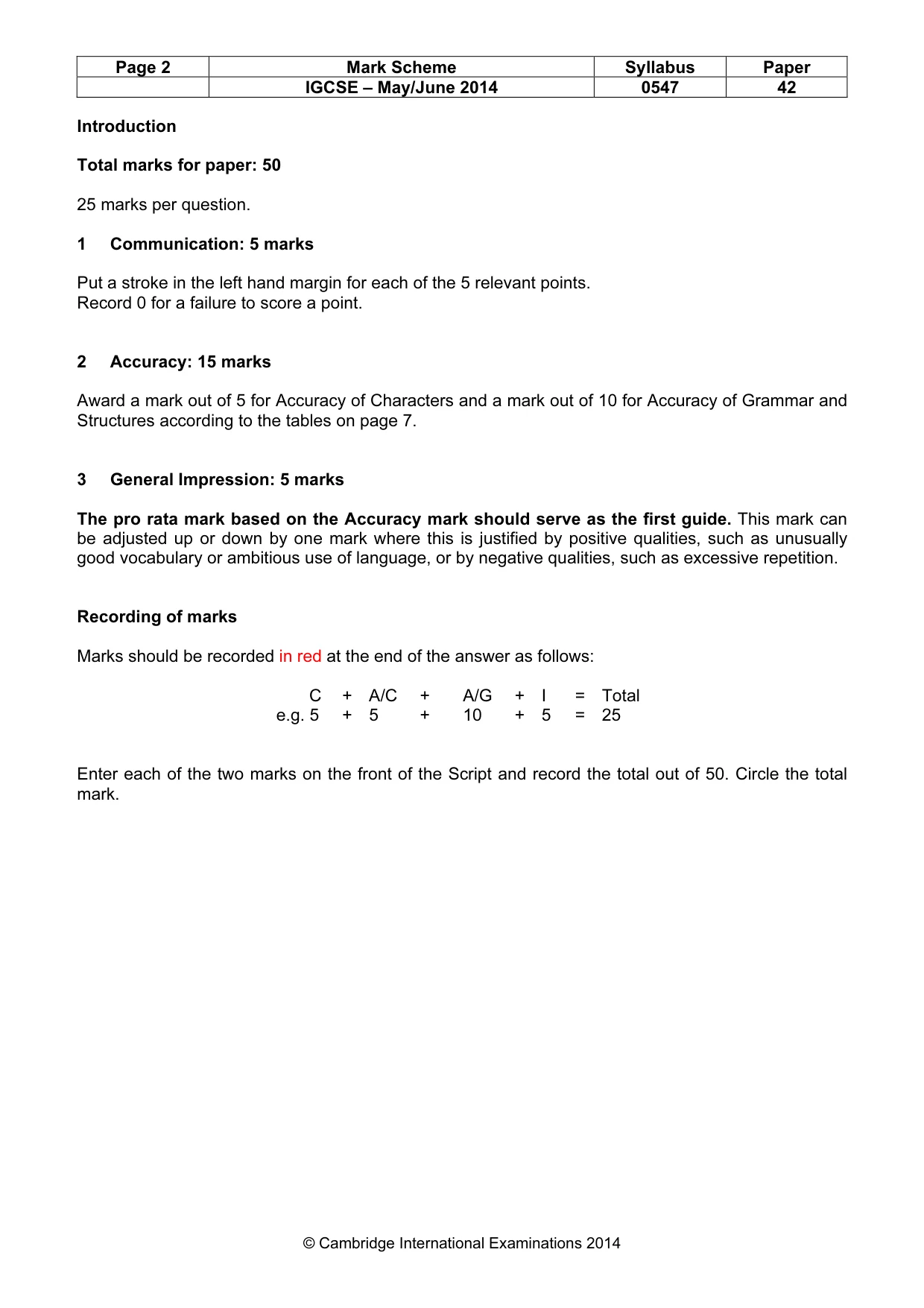 Mark scheme, page 2 of 8
