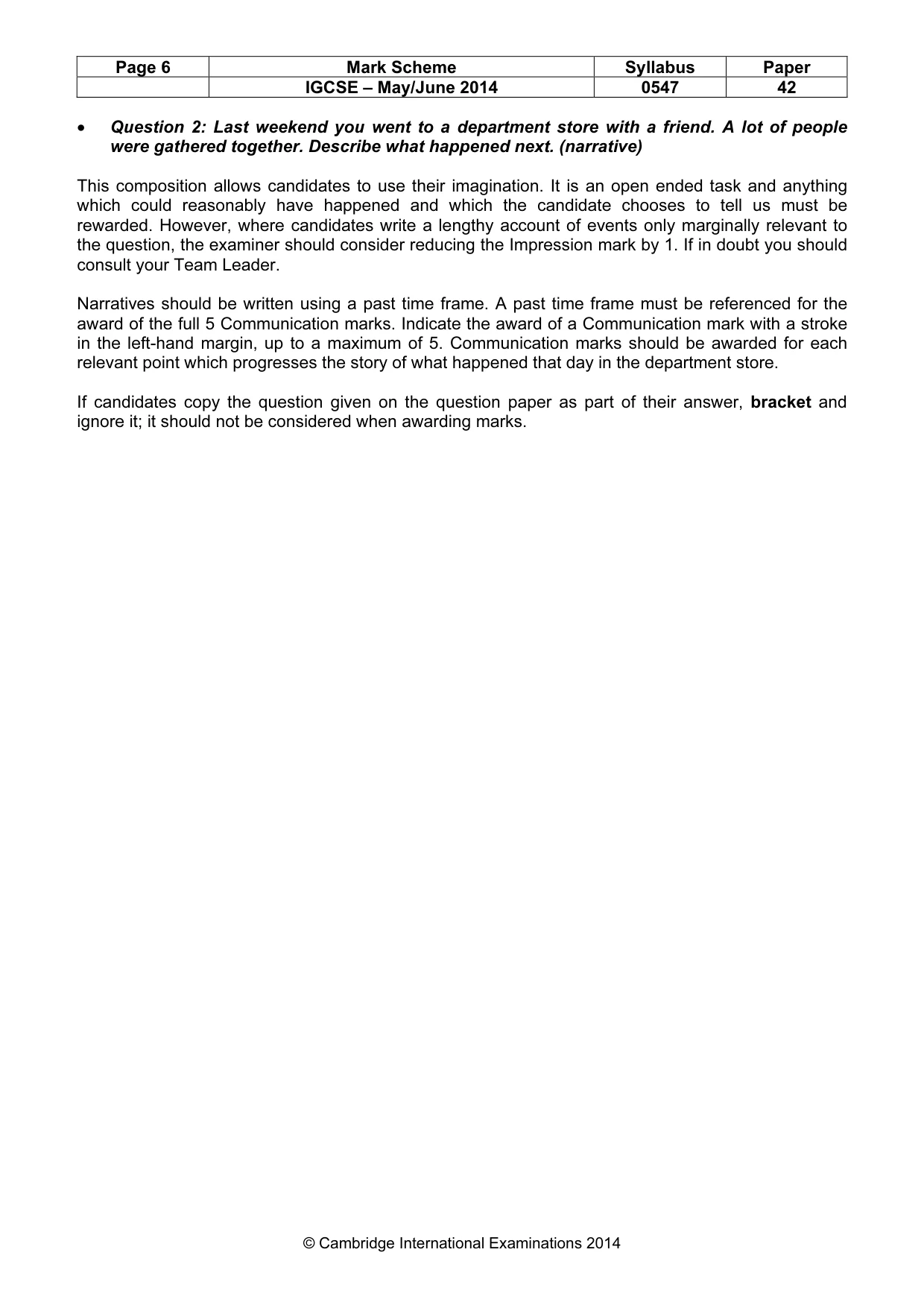 Mark scheme, page 6 of 8