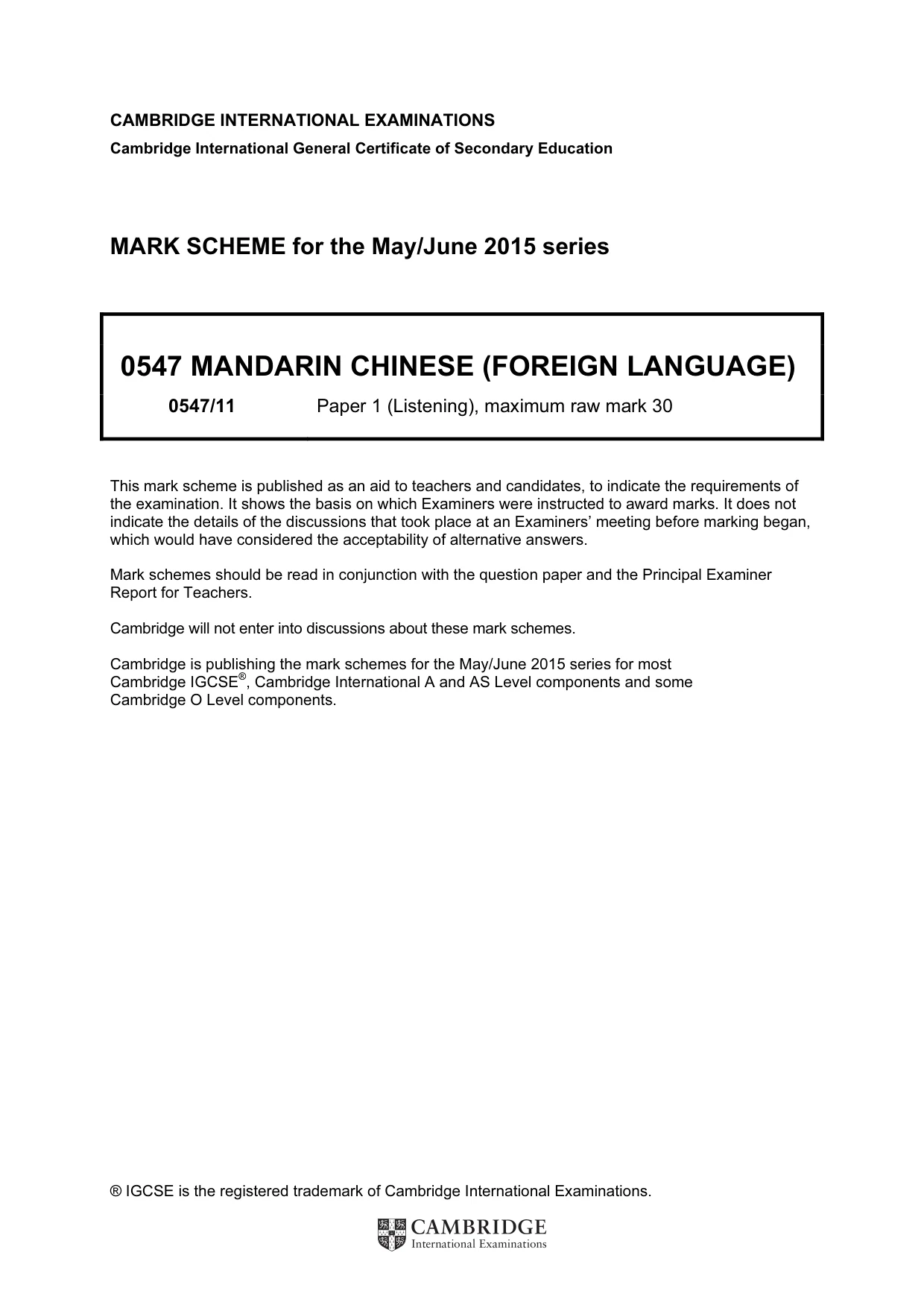 Mark scheme, page 1 of 18