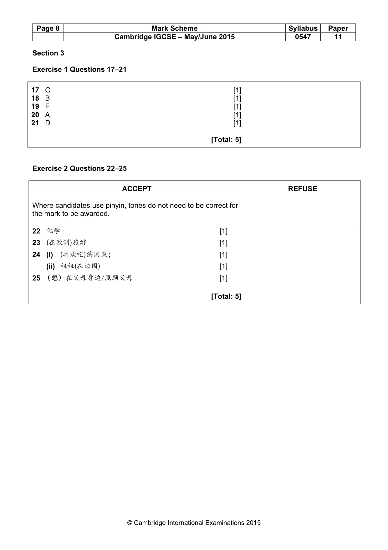 Mark scheme, page 8 of 18