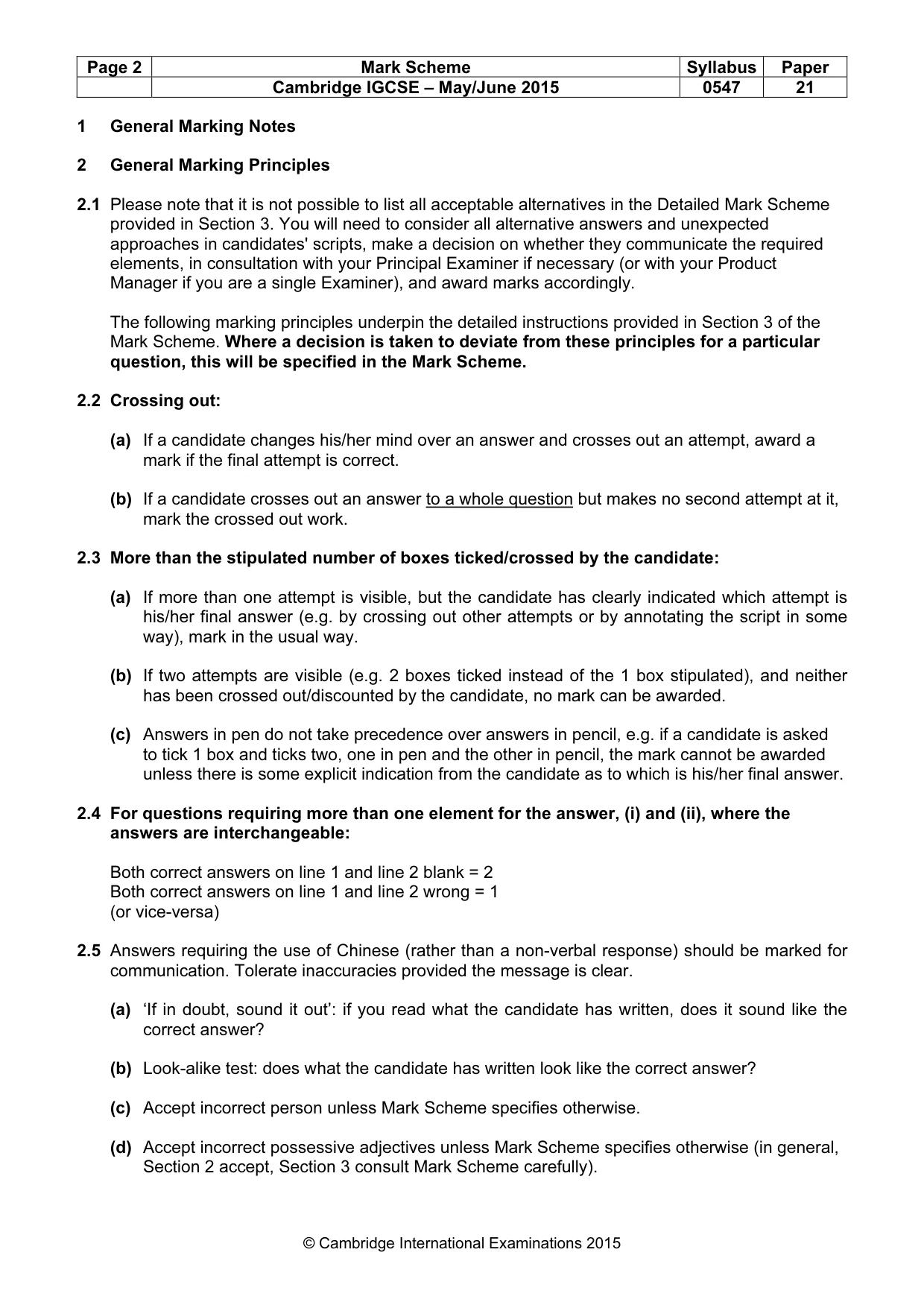 Mark scheme, page 2 of 7