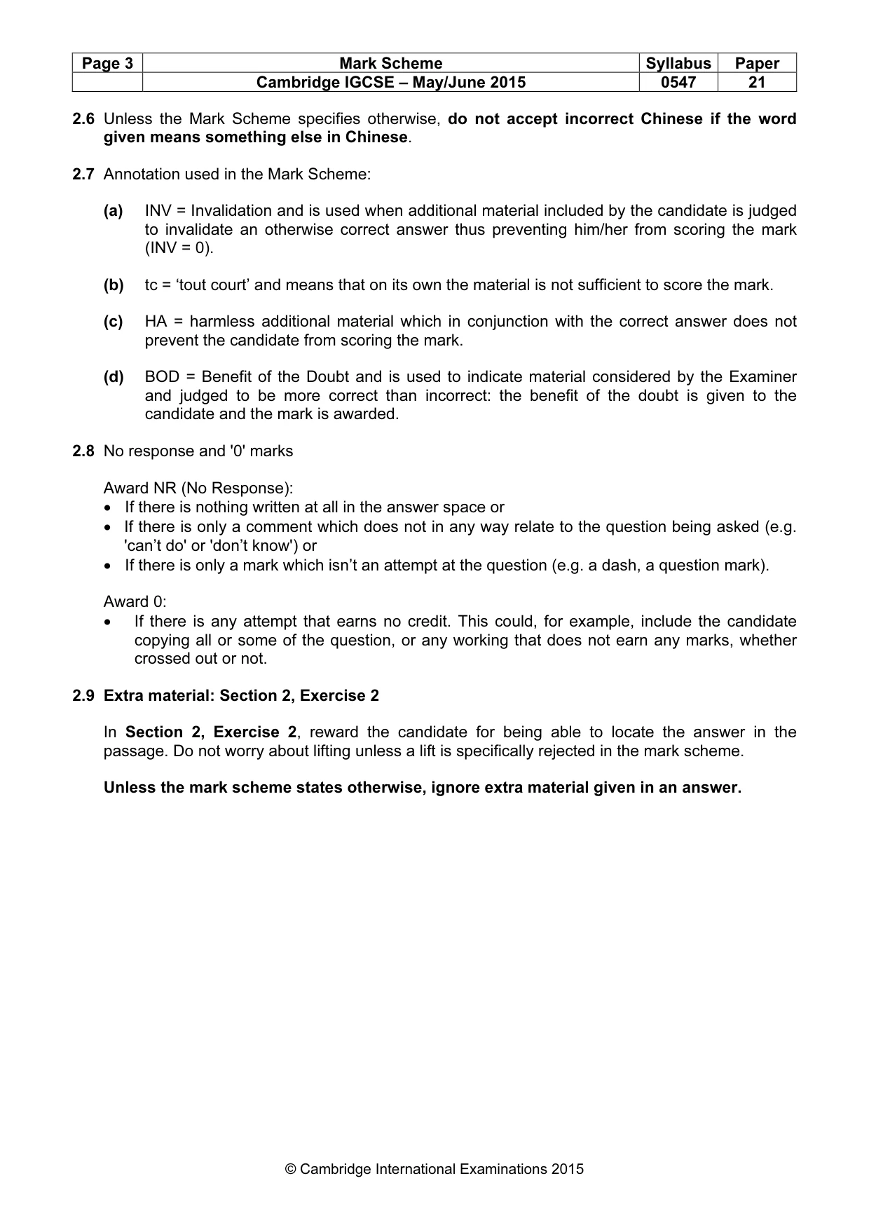 Mark scheme, page 3 of 7