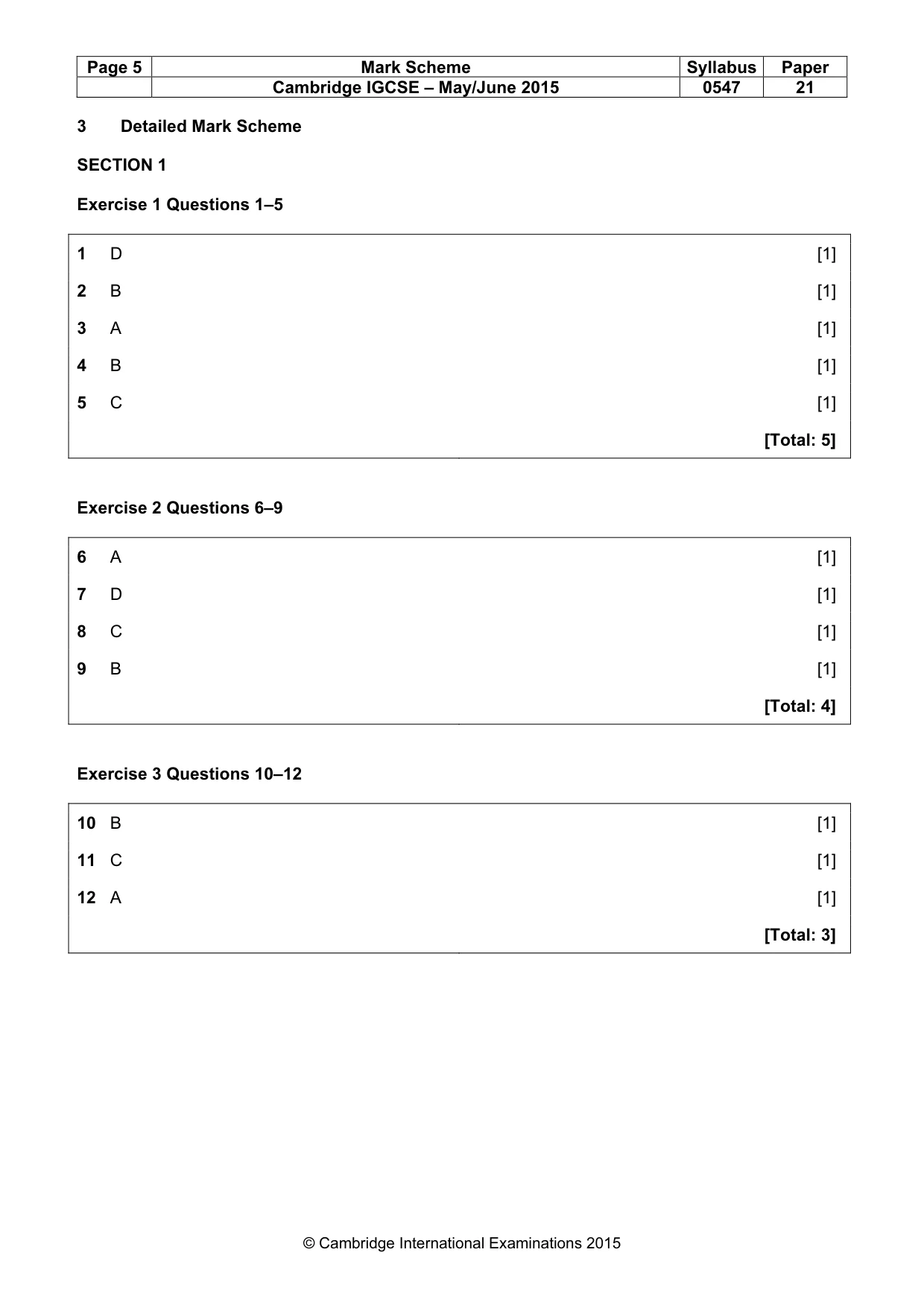 Mark scheme, page 5 of 7