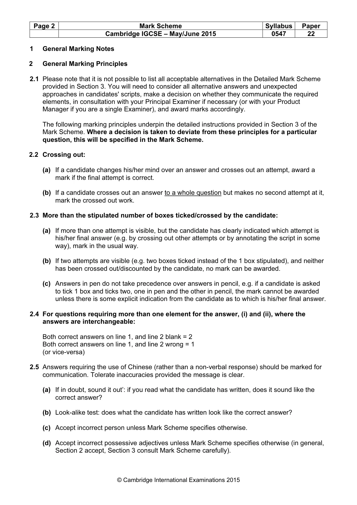 Mark scheme, page 2 of 7