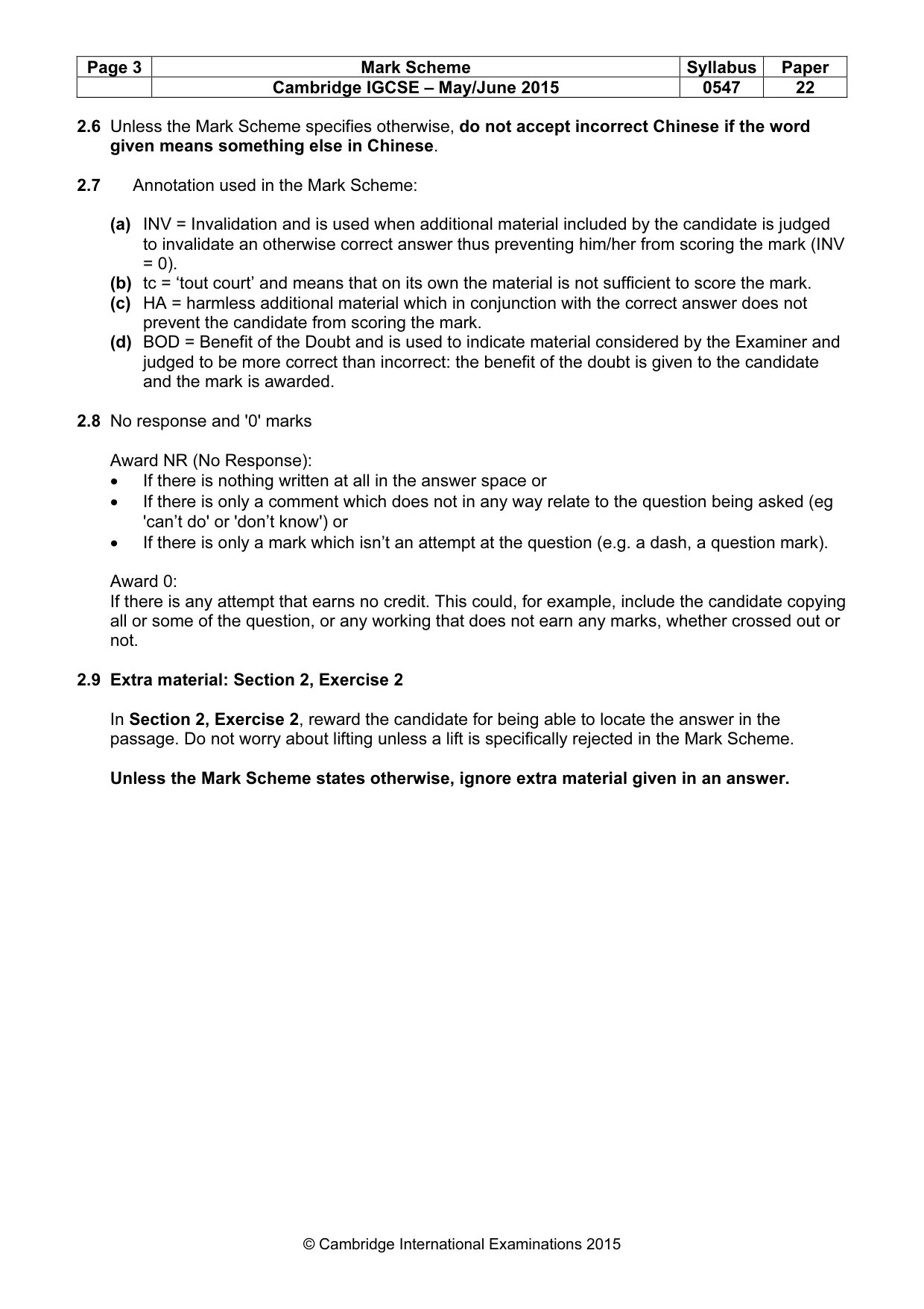 Mark scheme, page 3 of 7